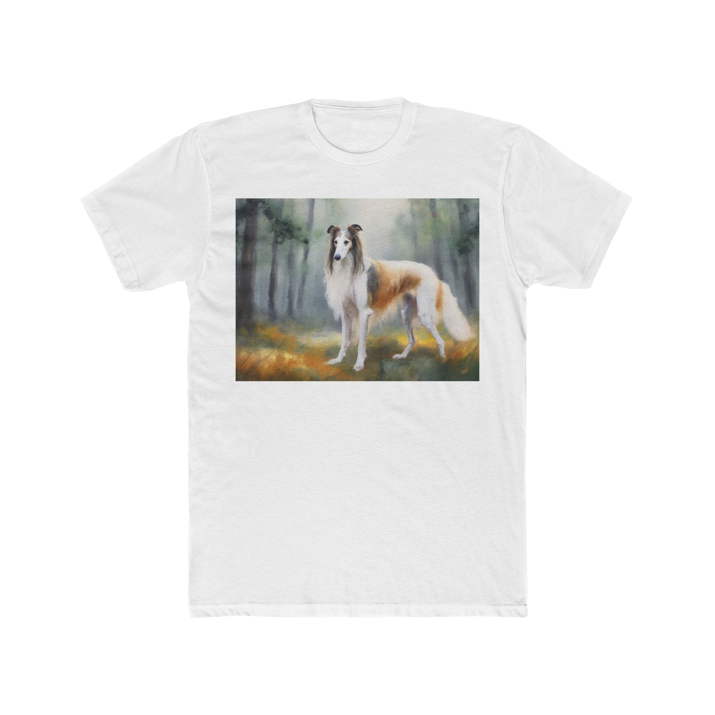 Borzoi 'Russian Wolfhound' Men's Fitted Cotton Crew Tee