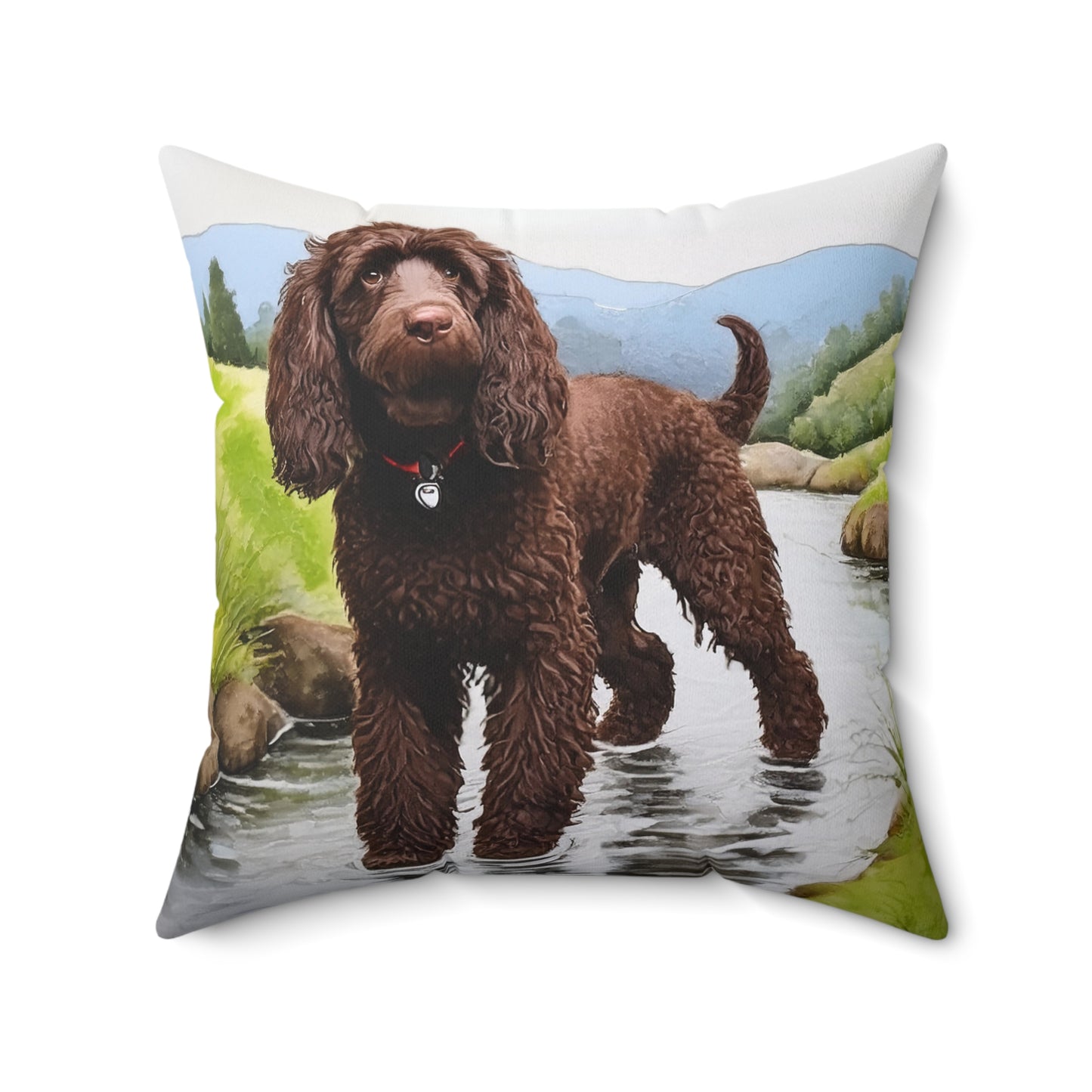 Irish Water Spaniel Spun Polyester Square Pillow
