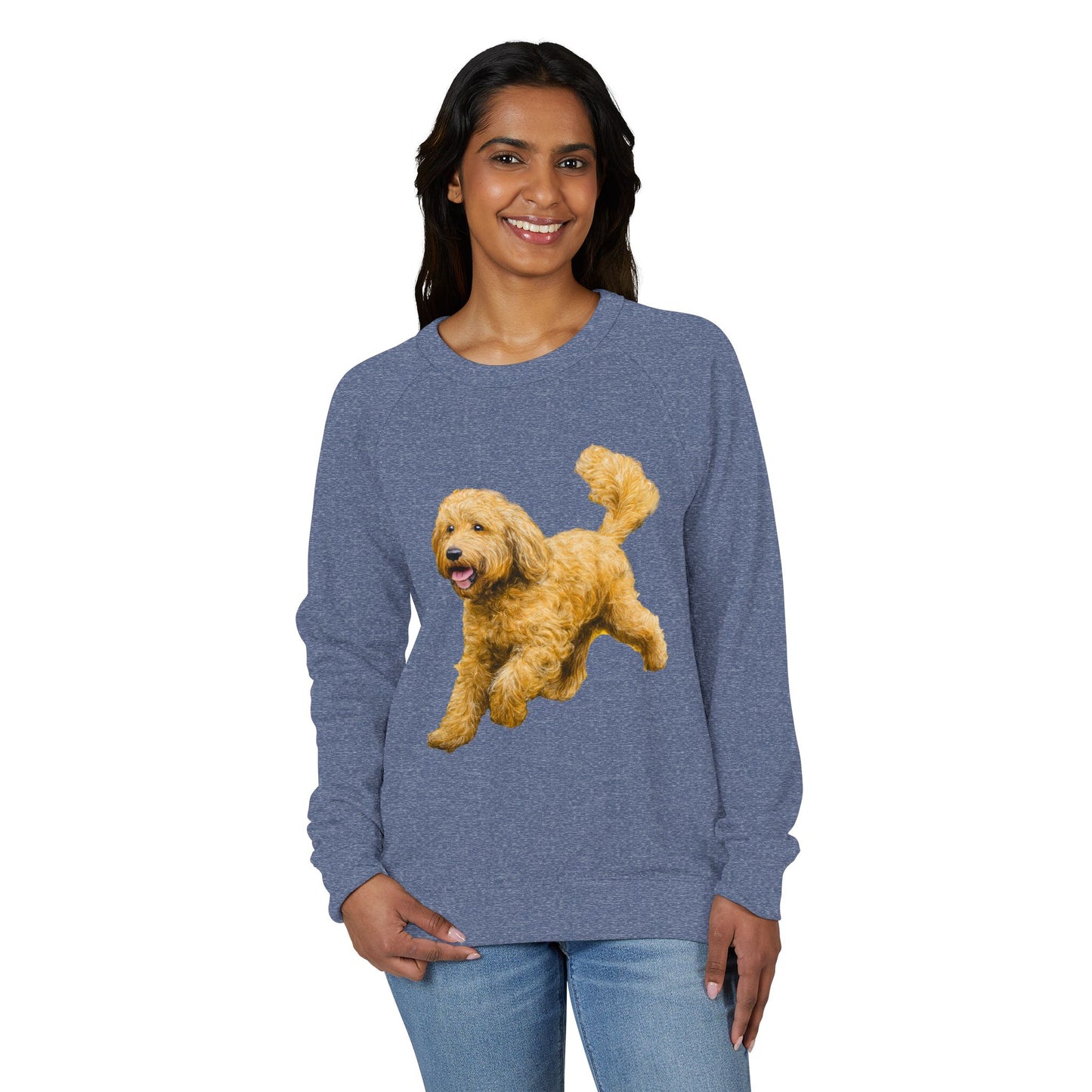 Goldendoodle Unisex French Terry Raglan Crewneck Long Sleeve