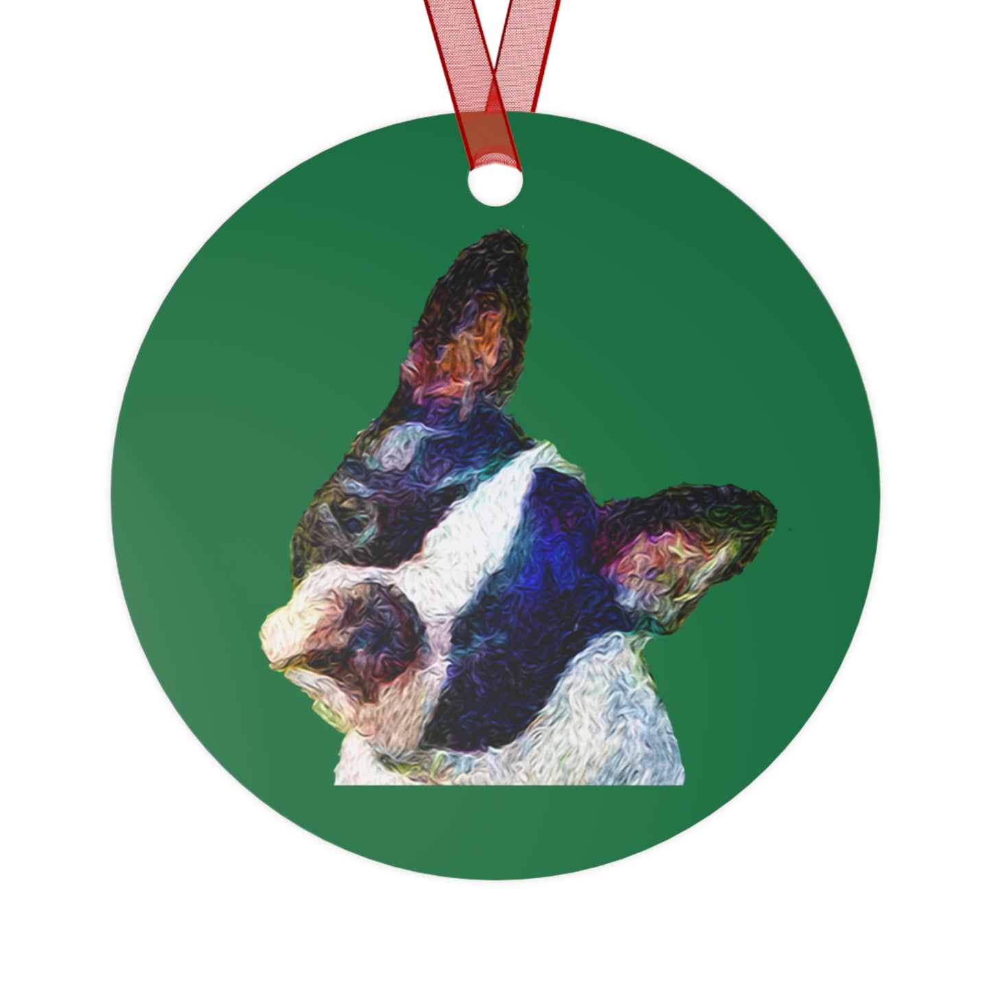 Comical Boston Terrier 'Skipper' Metal Ornament