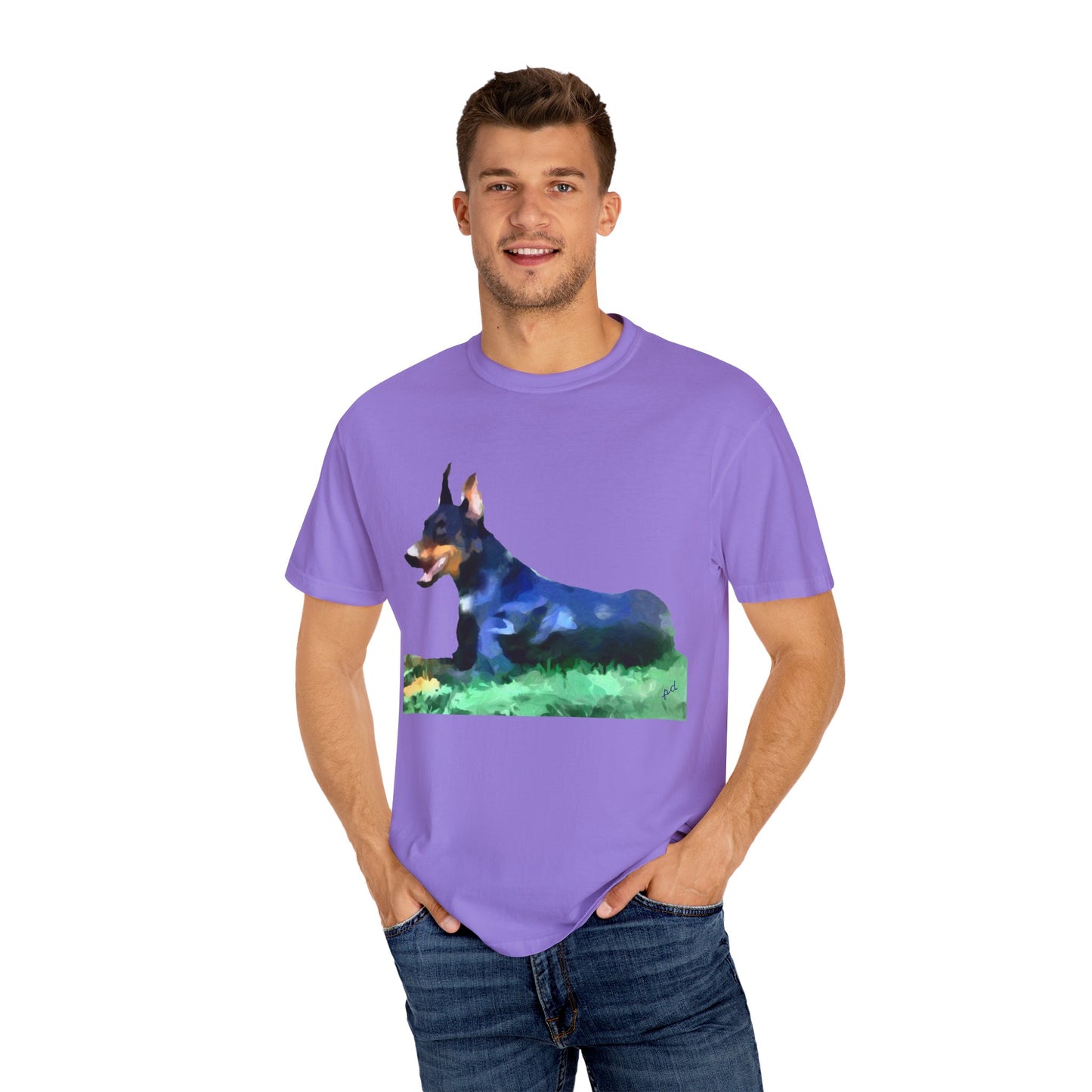 Doberman Pinscher 'Lina' Unisex Relaxed Fit Garment-Dyed T-shirt