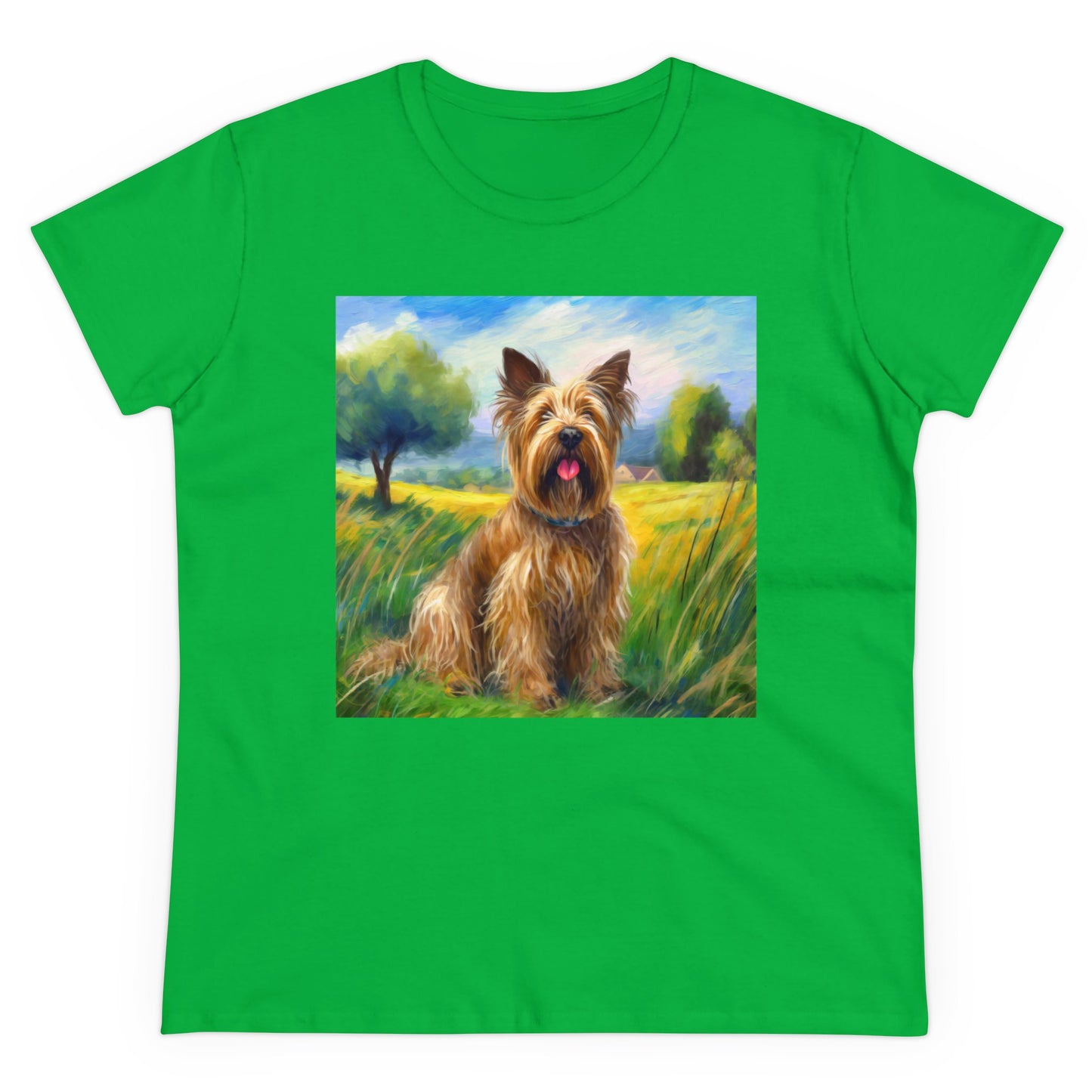 Briard in French Countryside Women's Midweight Cotton Tee