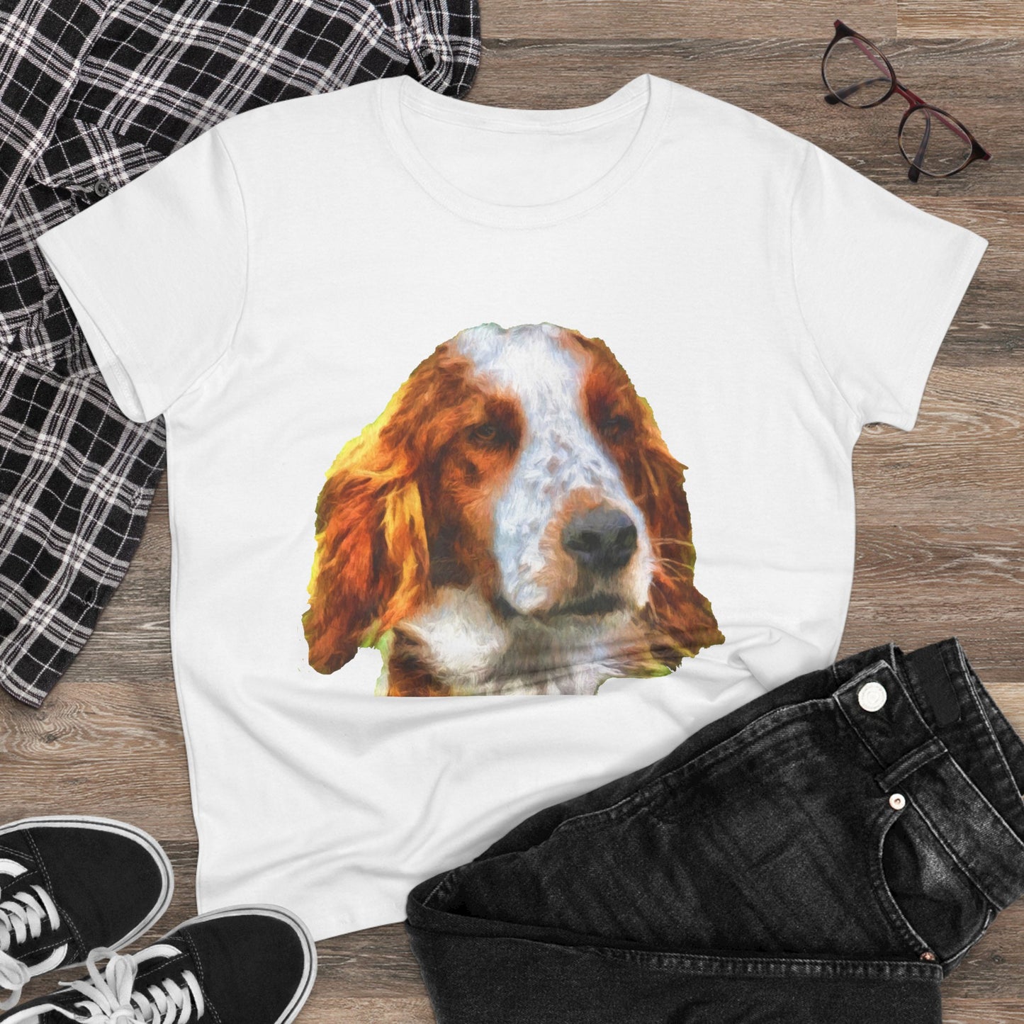 Irish Red & White Setter Women's Midweight Cotton Tee