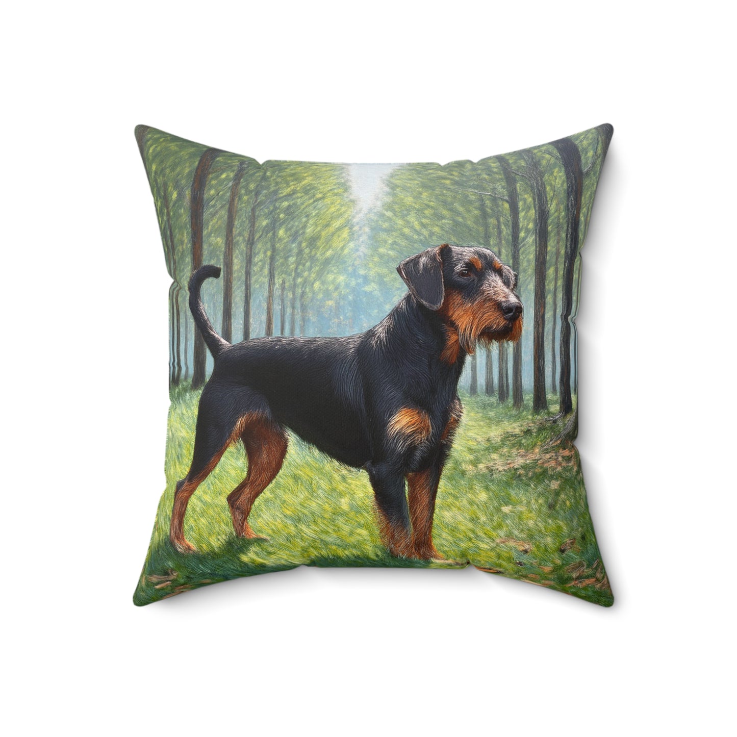 Deutscher Jagdterrier Spun Polyester Throw Pillow