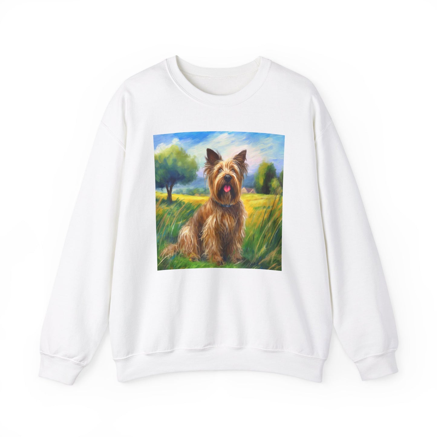 Briard in French Countryside Unisex 50/50 Crewneck Sweatshirt