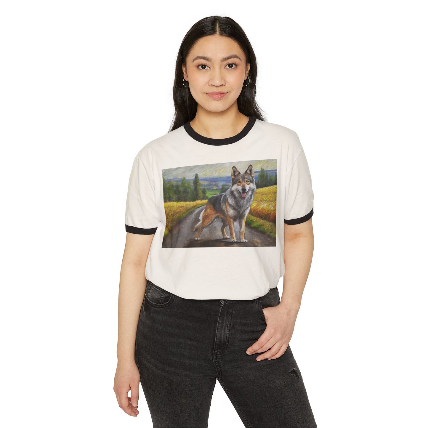 Czechoslovakian Vlciak Wolfdog Classic Cotton Ringer T-Shirt