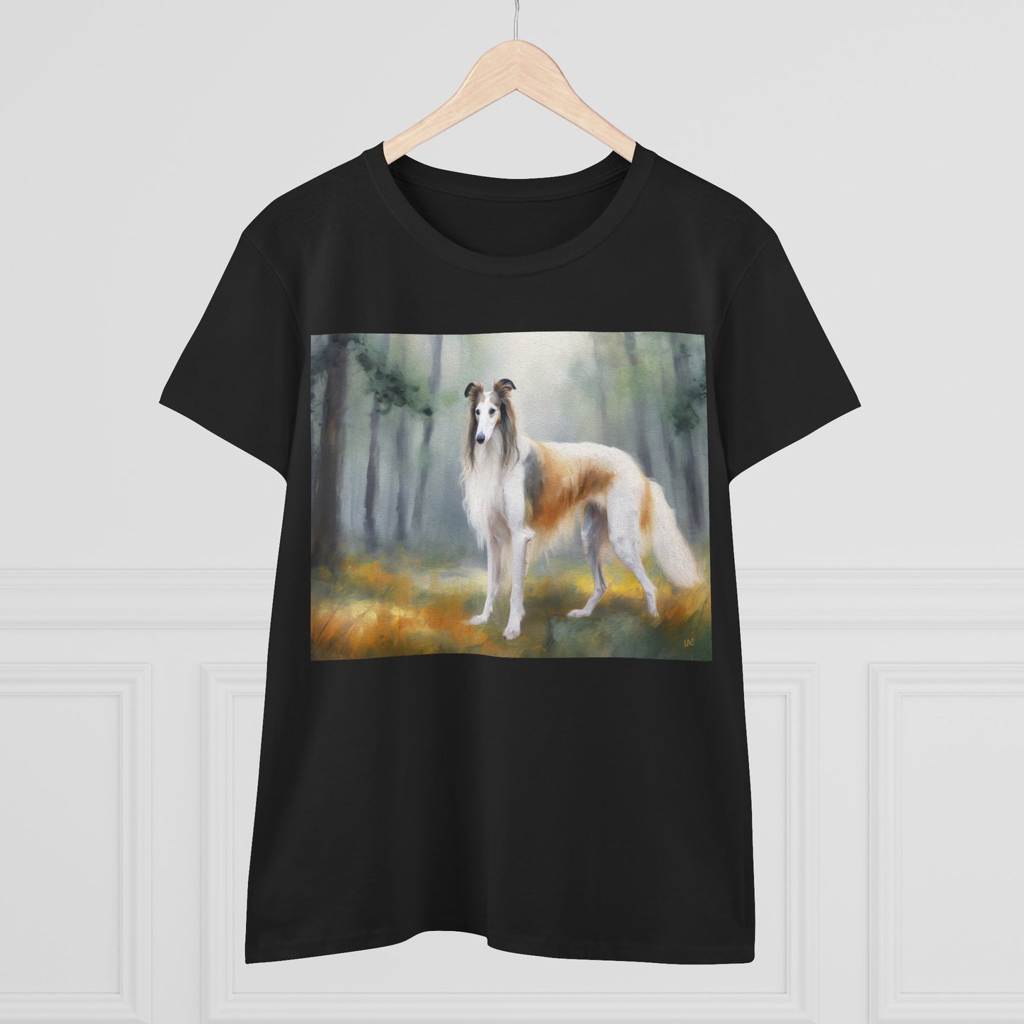 Borzoi 'Russian Wolfhound' Women's Midweight Cotton Tee