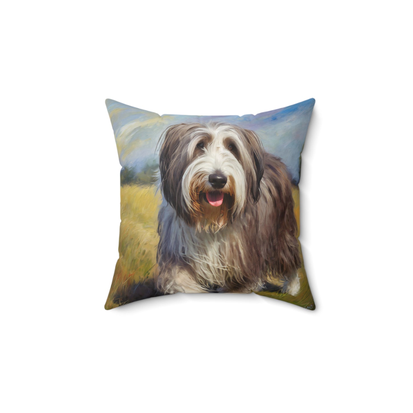 Bearded Collie Spun Polyester Square Pillow