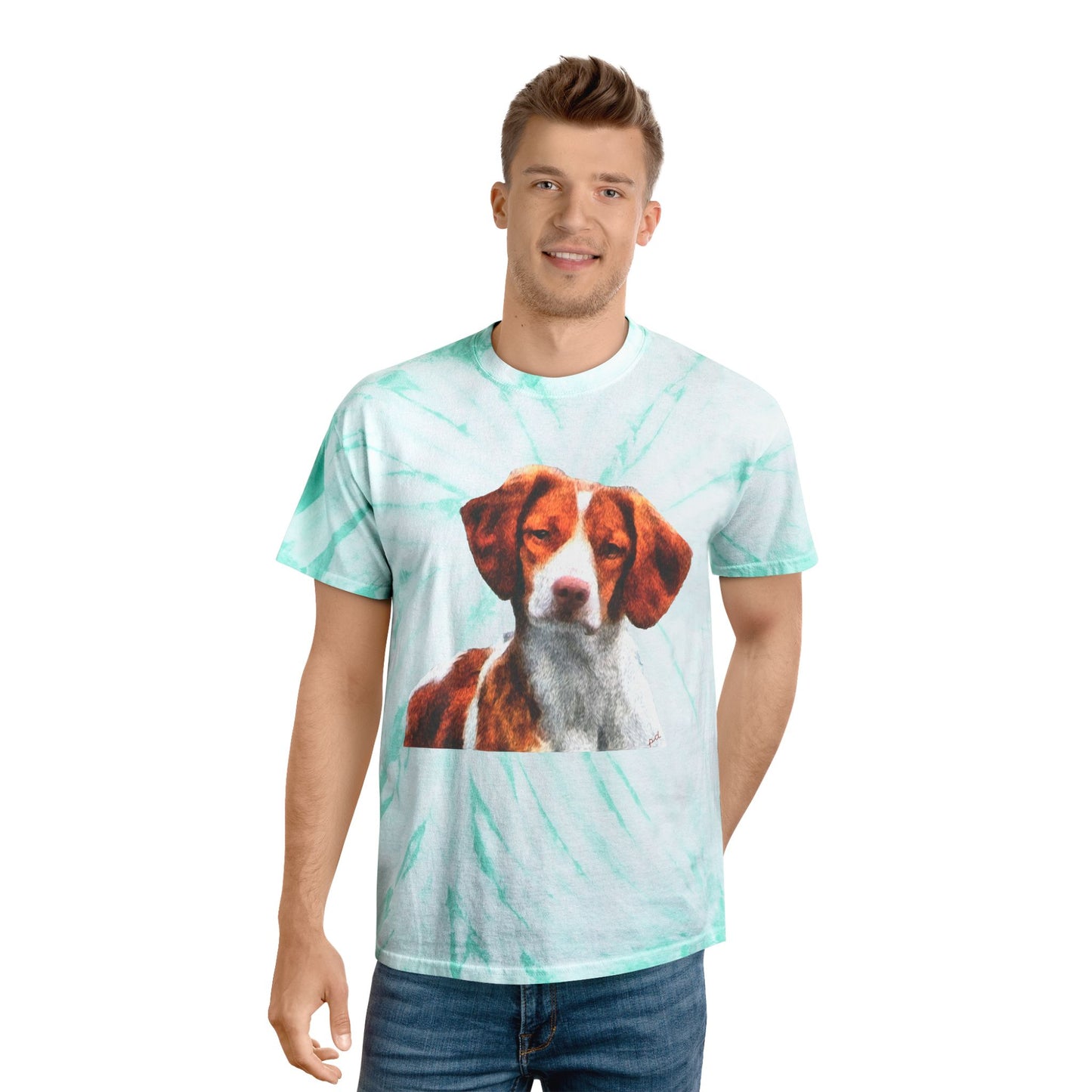 Brittany Spaniel 'Gunner' Unisex Tie-Dye Tee, Cyclone