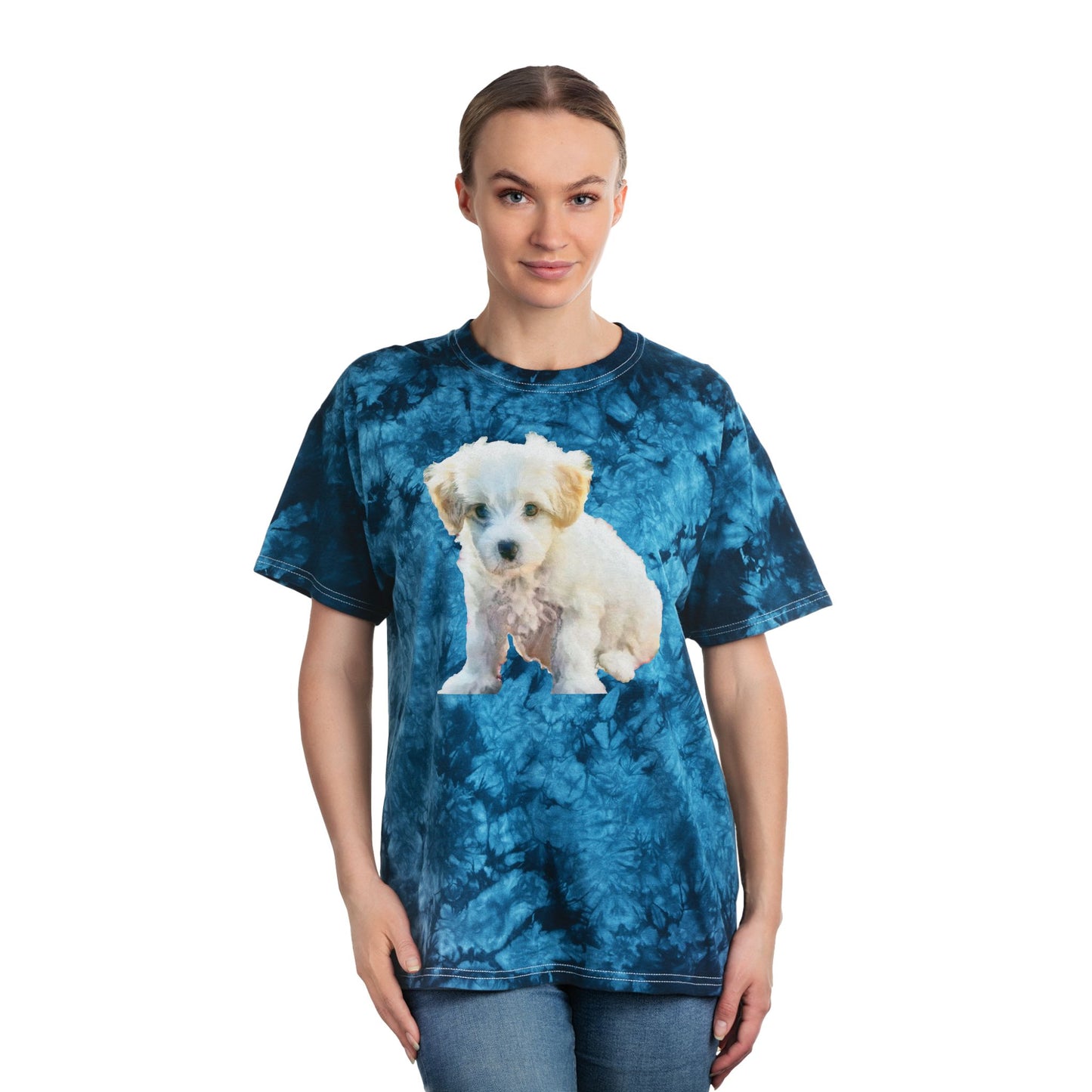 Bichon Frise Unisex Cotton Tie-Dye Tee, Crystal