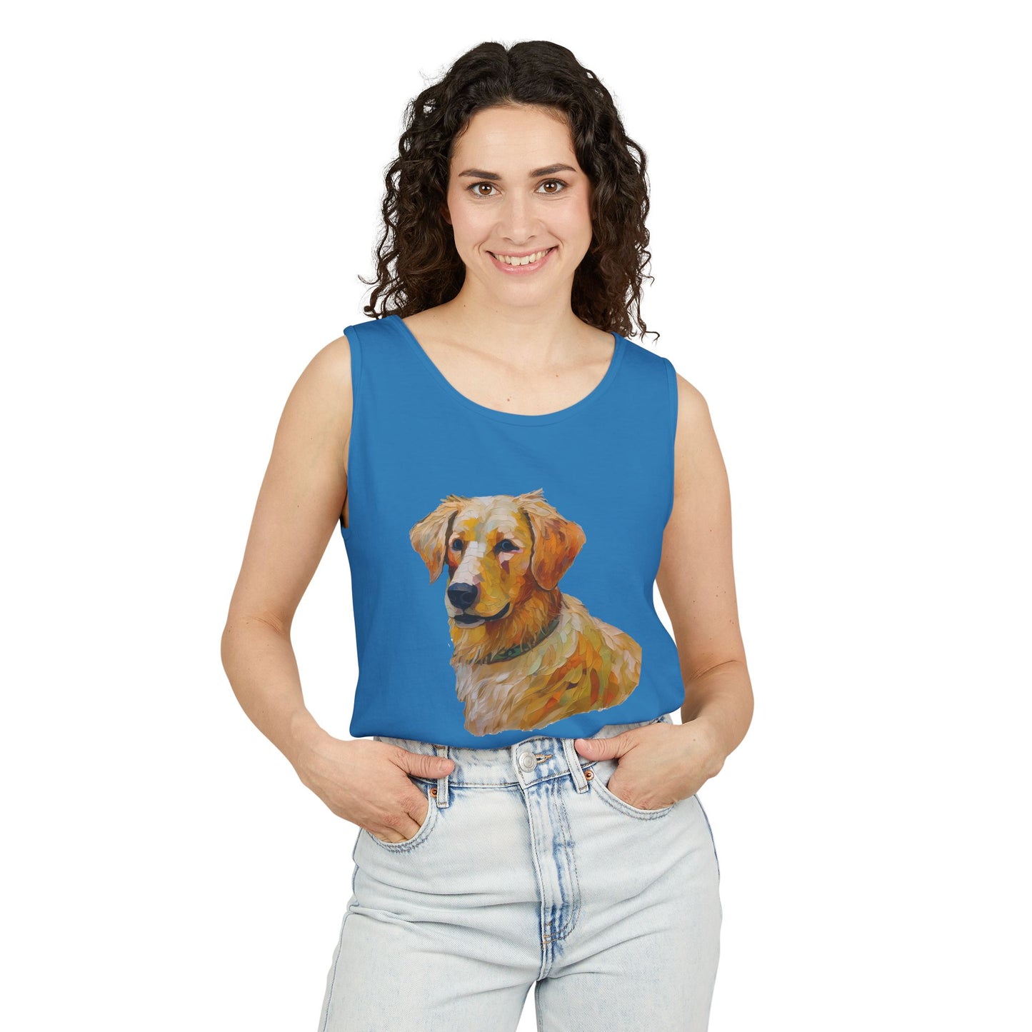 Golden Retriever Puppy - Unisex Relaxed Fit Garment-Dyed Tank Top