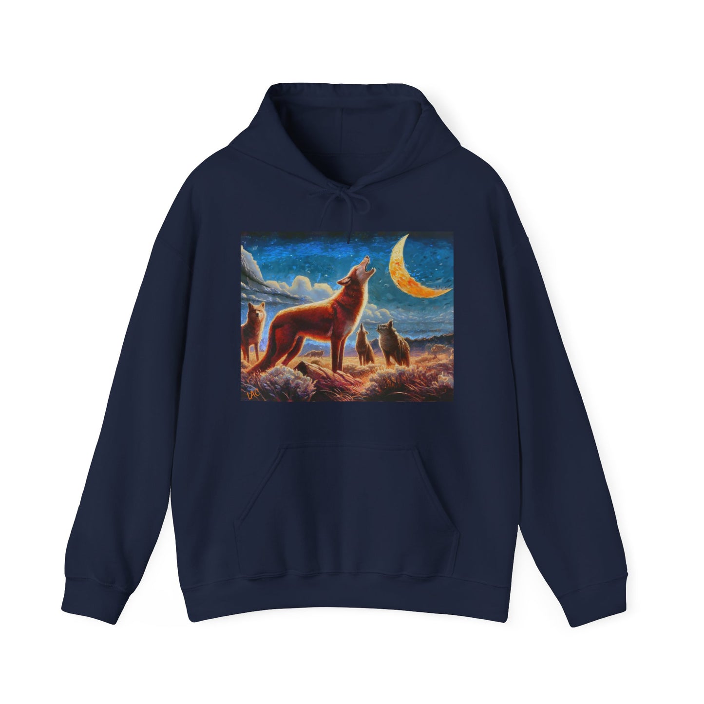 Coyotees in Moonlight Unisex 50/50 Hooded Sweatshirt
