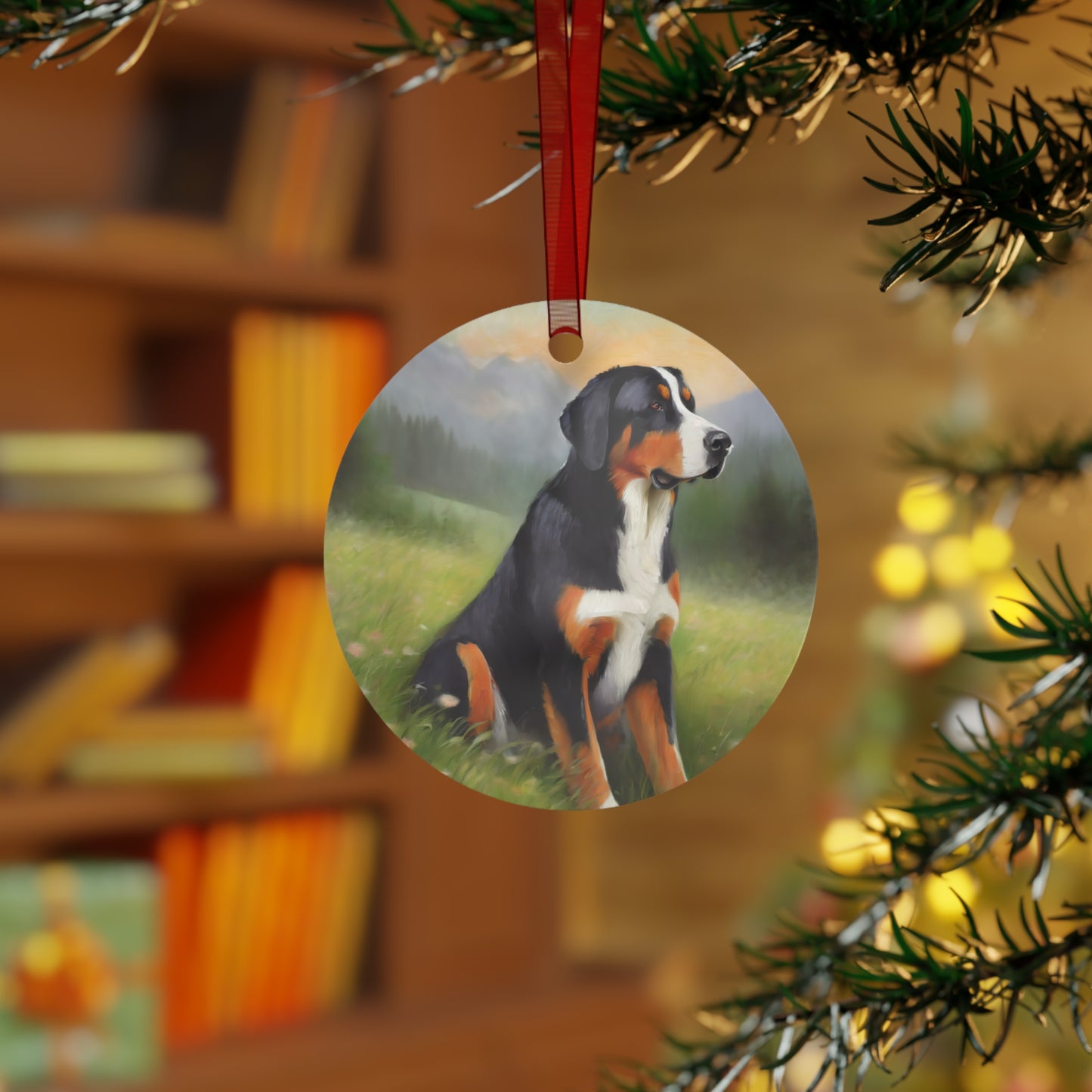 Swiss Mountain Dog Metal Ornaments