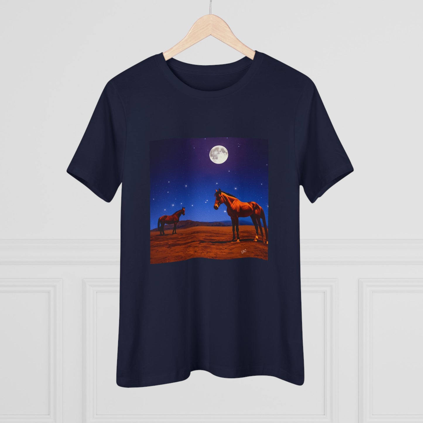 Horses In Moonlight - Relaxed Fit Women's Cotton Tee