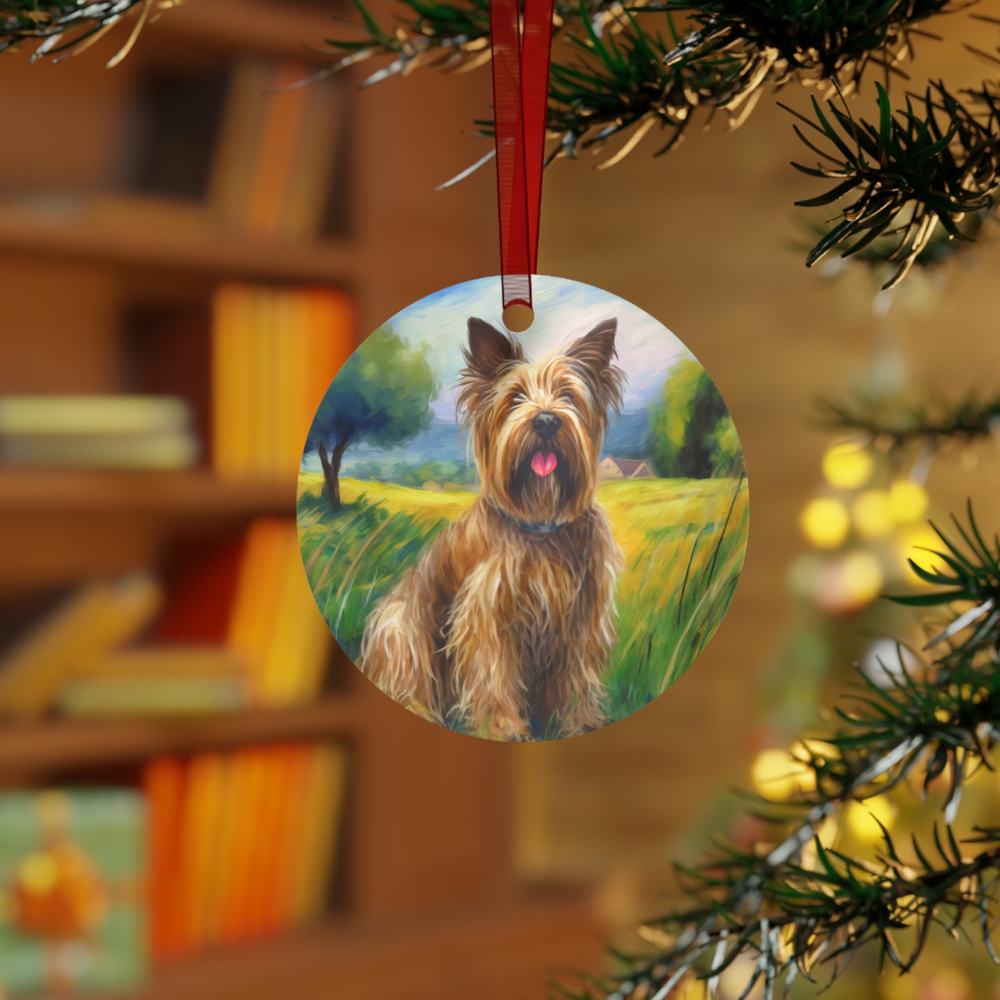 French Briard Metal Ornament