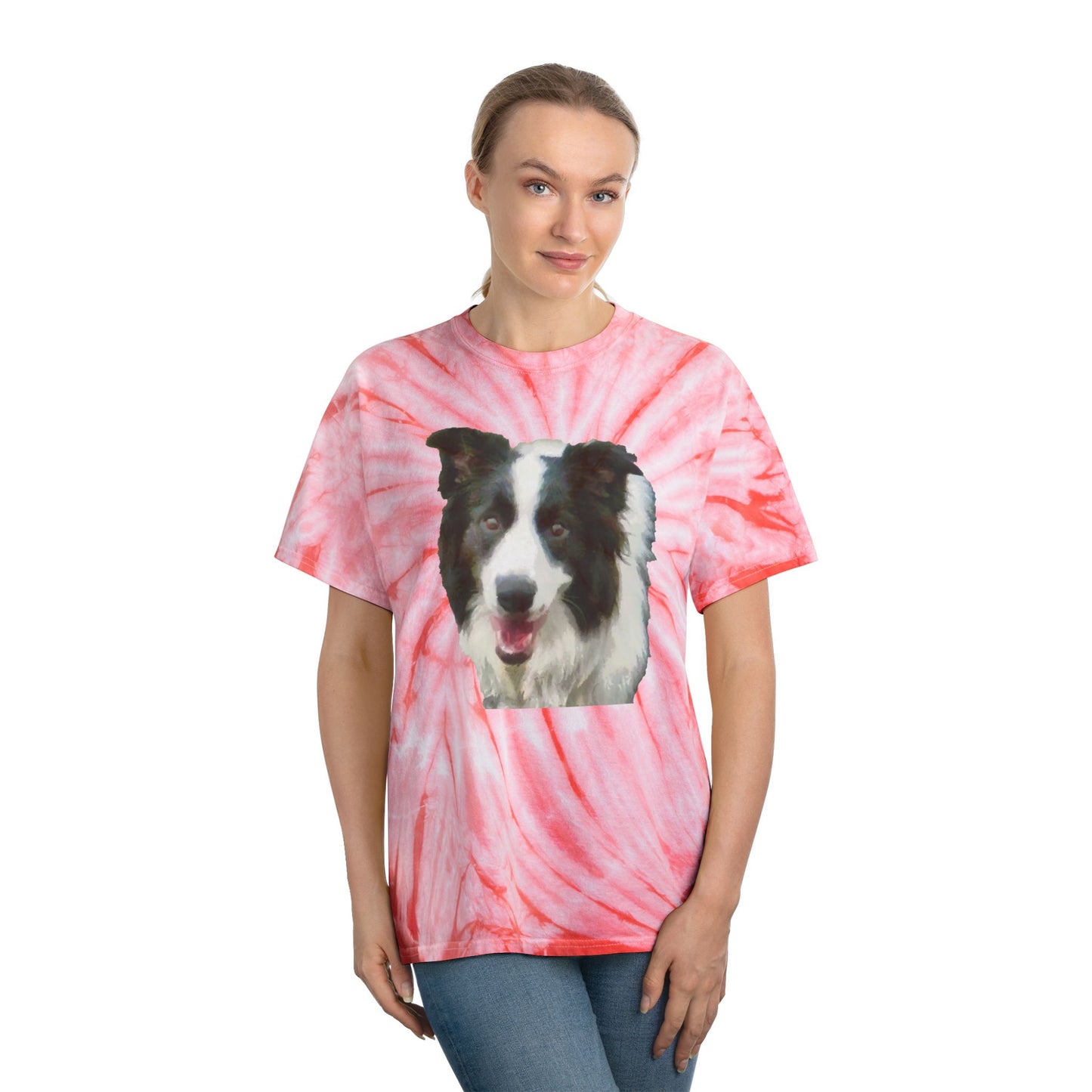 Border Collie #2 - Unisex Cotton Tie-Dye Tee, Cyclone