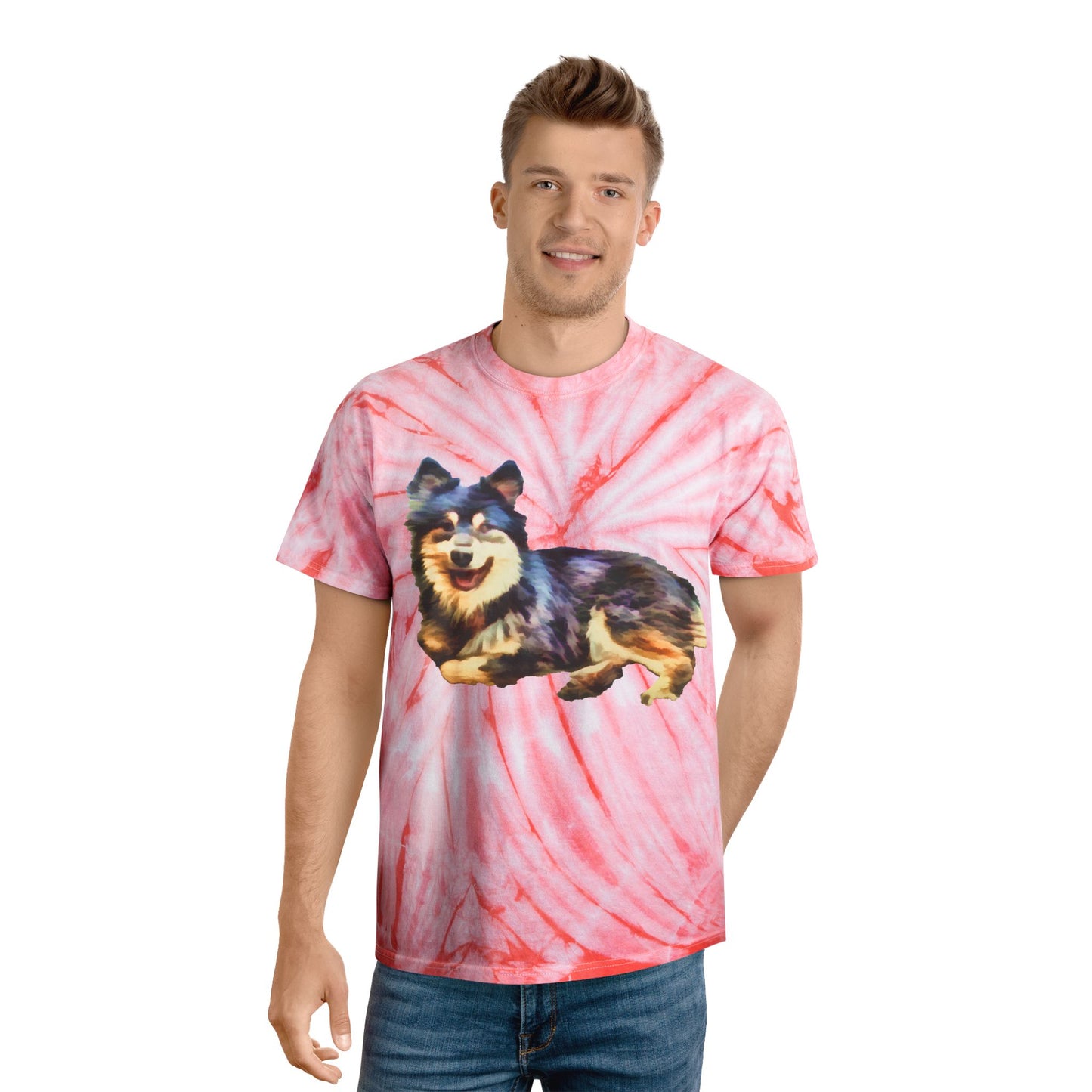 Finnish Lapphund Unisex Cotton Tie-Dye Tee, Cyclone