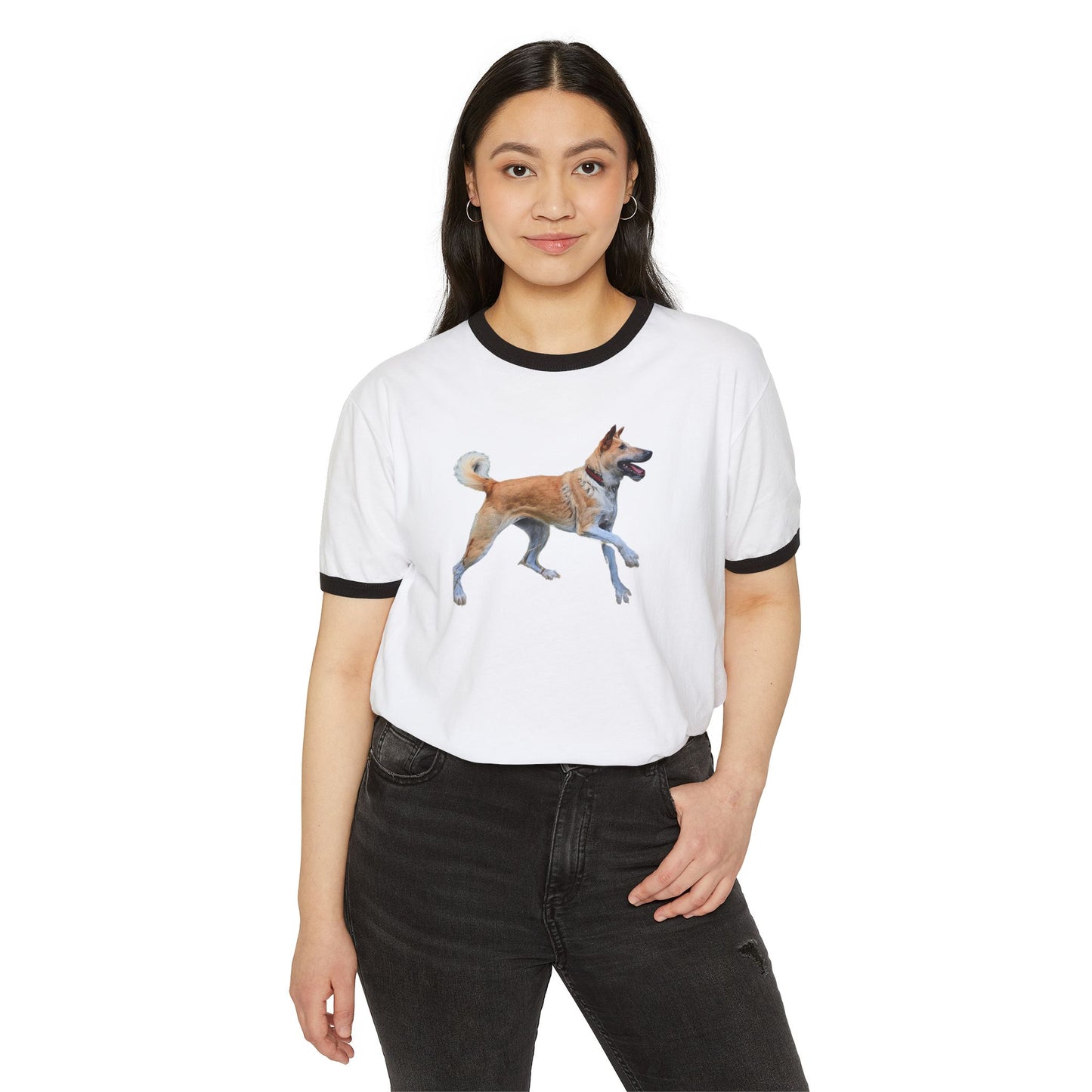 Korean Jindo Unisex Cotton Ringer T-Shirt