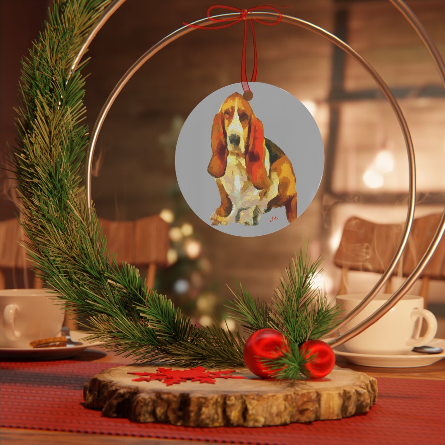 Basset Hound "Lautrec" Metal Ornaments