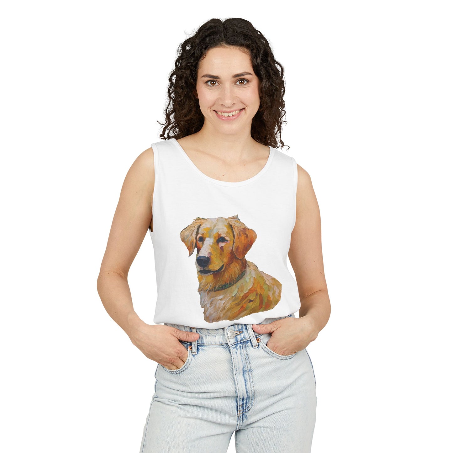 Golden Retriever Puppy - Unisex Relaxed Fit Garment-Dyed Tank Top