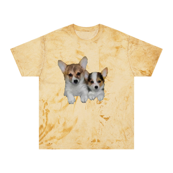 Welsh Corgie 'Cousins' Unisex Ringspun Cotton   -  Color Blast T-Shirt by DoggyLips™