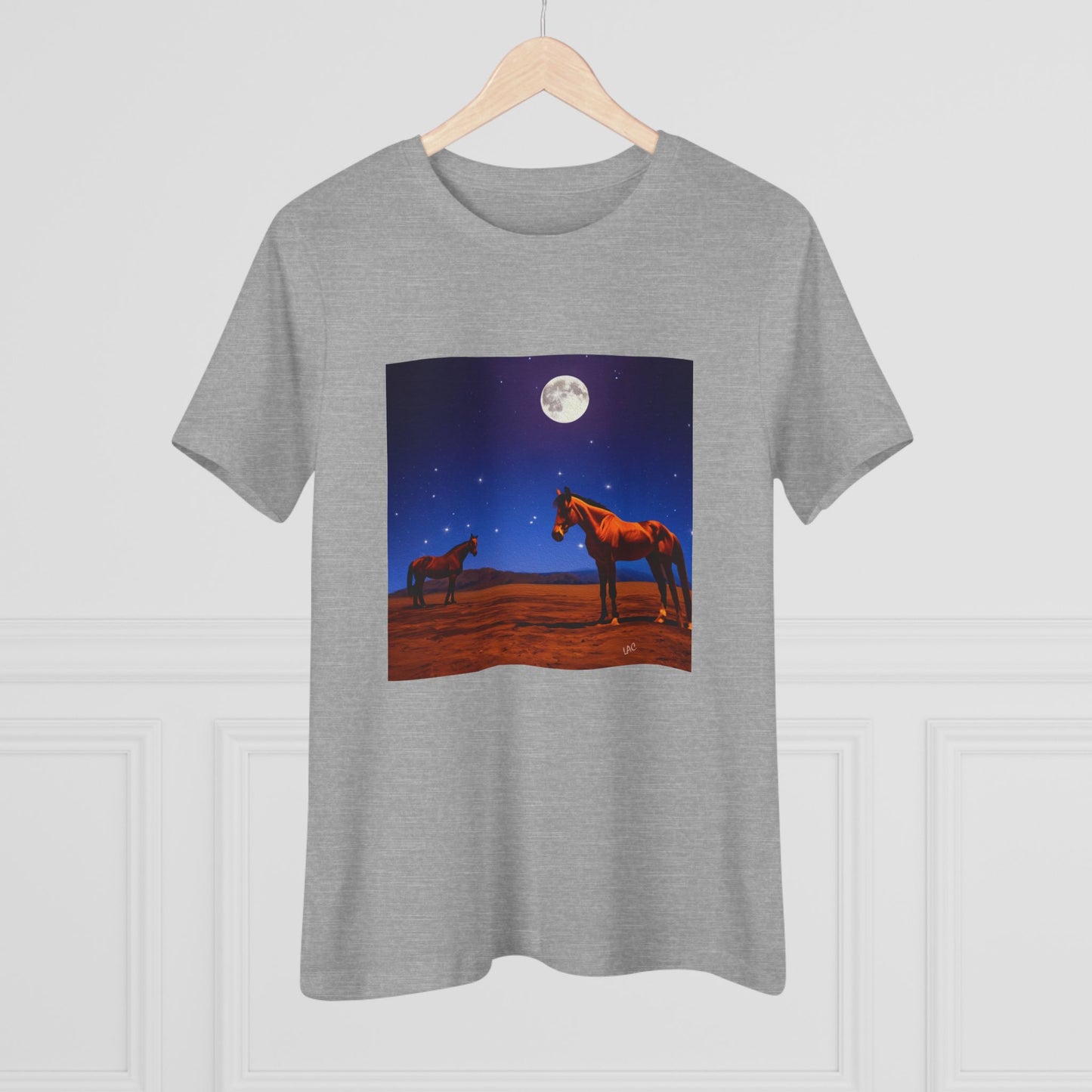 Horses In Moonlight - Relaxed Fit Women's Cotton Tee