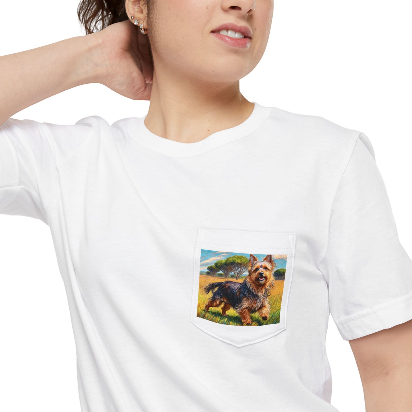 Fearless Australian Terrier Unisex Pocket T-shirt