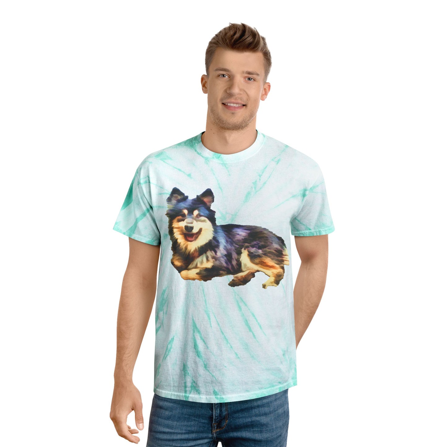 Finnish Lapphund Unisex Cotton Tie-Dye Tee, Cyclone