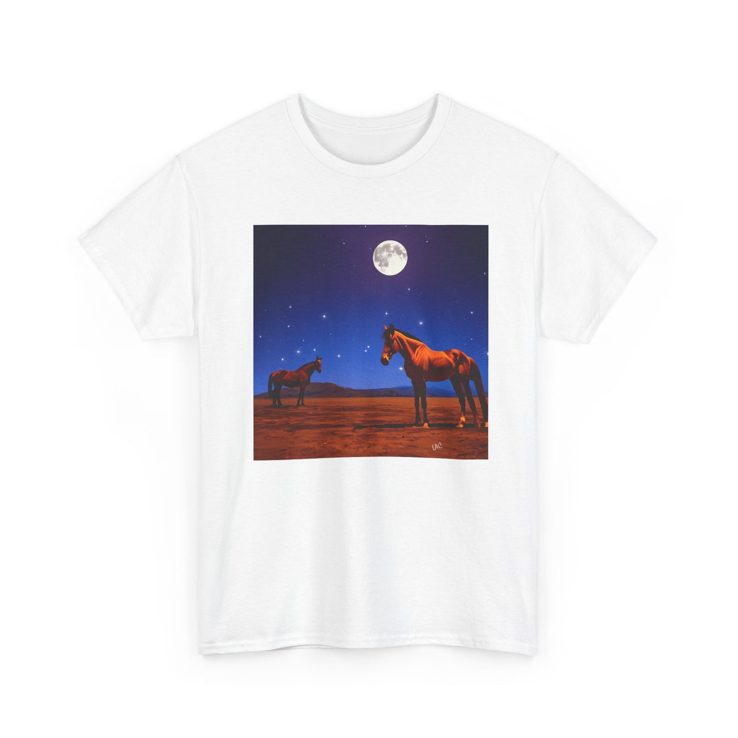 Horses in the Moonlight - Unisex Heavy Cotton Tee