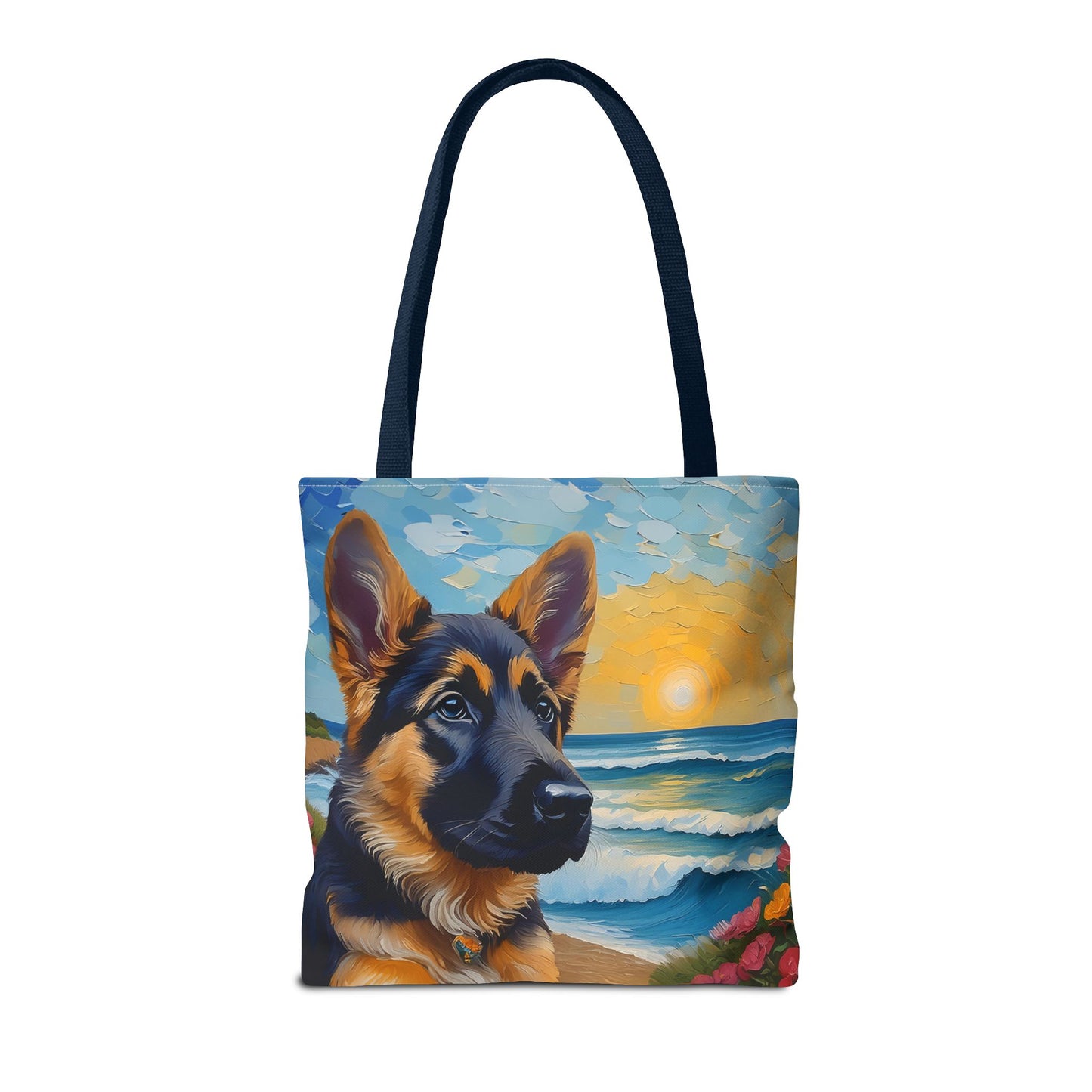 German Shepherd Puppy Polyester Tote Bag: Adventure Awaits!
