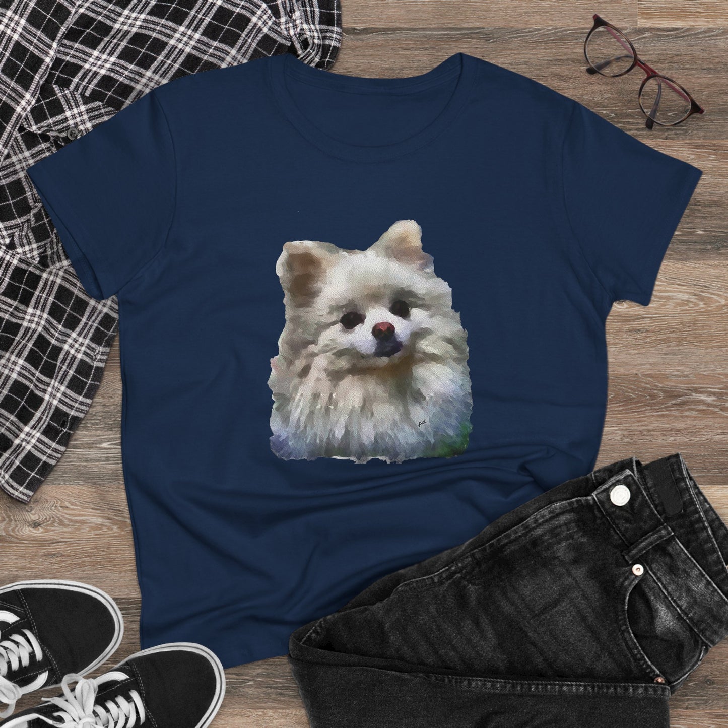 Pomeranian 'Snowball' Women's Midweight Cotton Tee