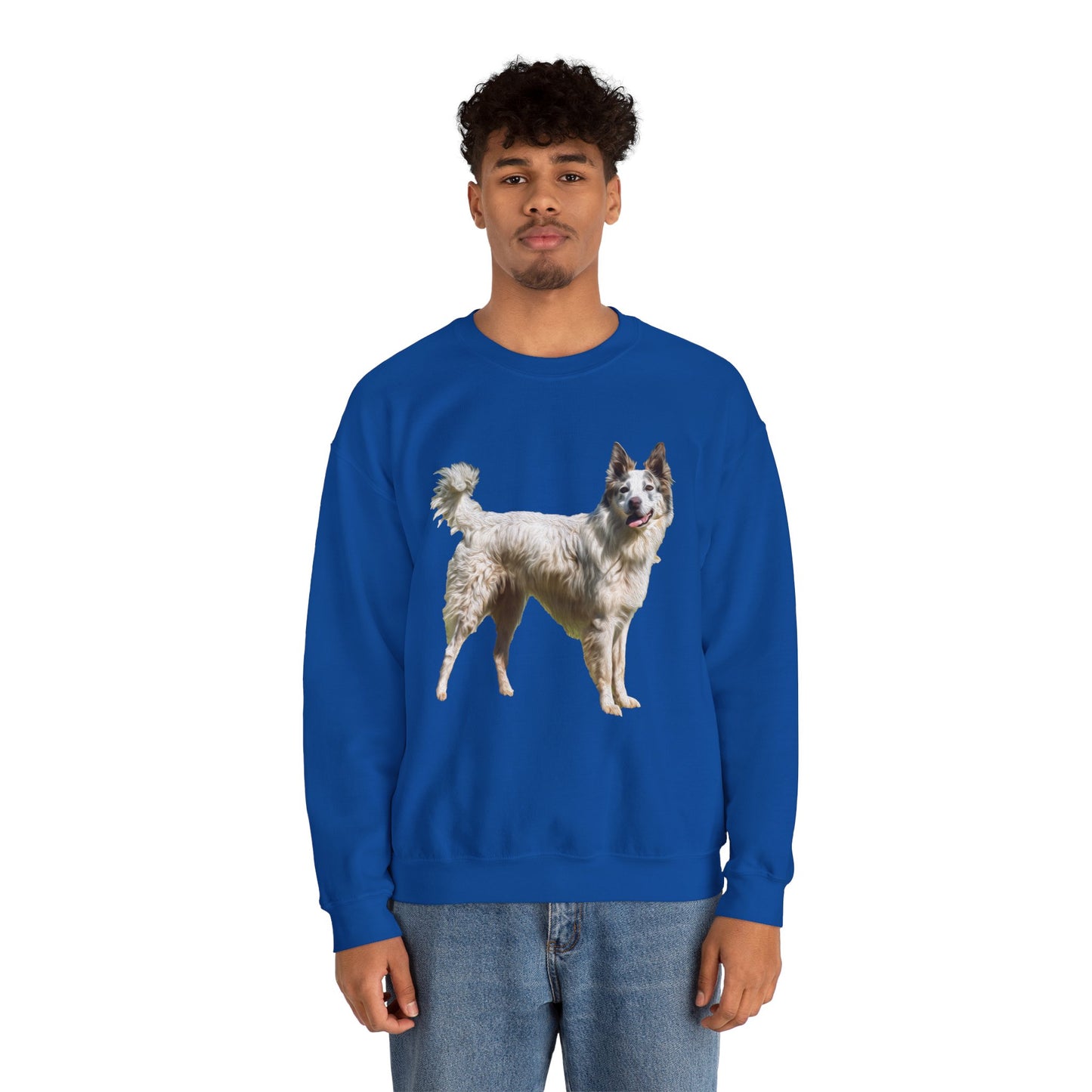 Chilly Day Charm: Pyrenean Shepherd Unisex 50/50 Crewneck Sweatshirt