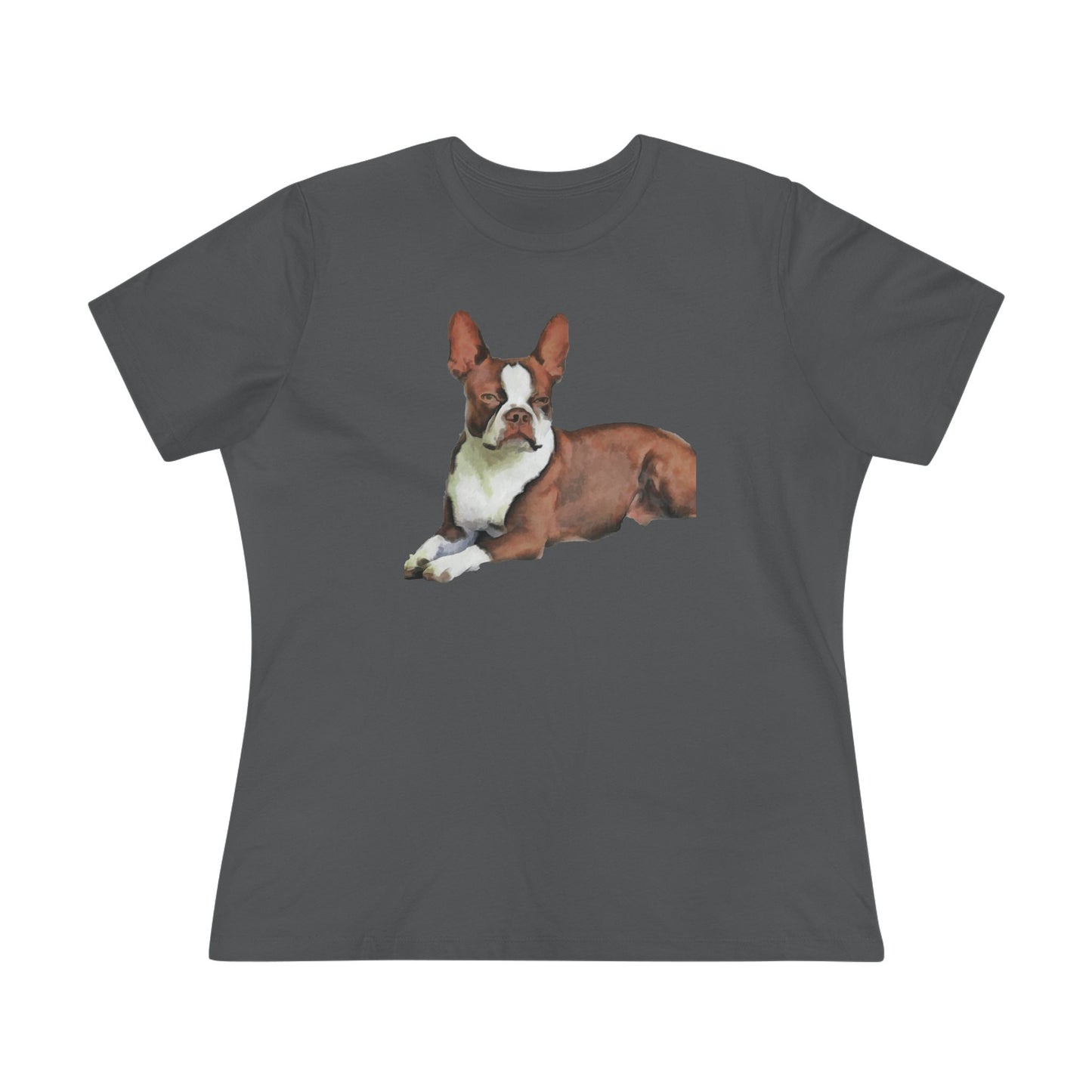 Boston Terrier Brown & White Women's Relaxed Cotton Tee