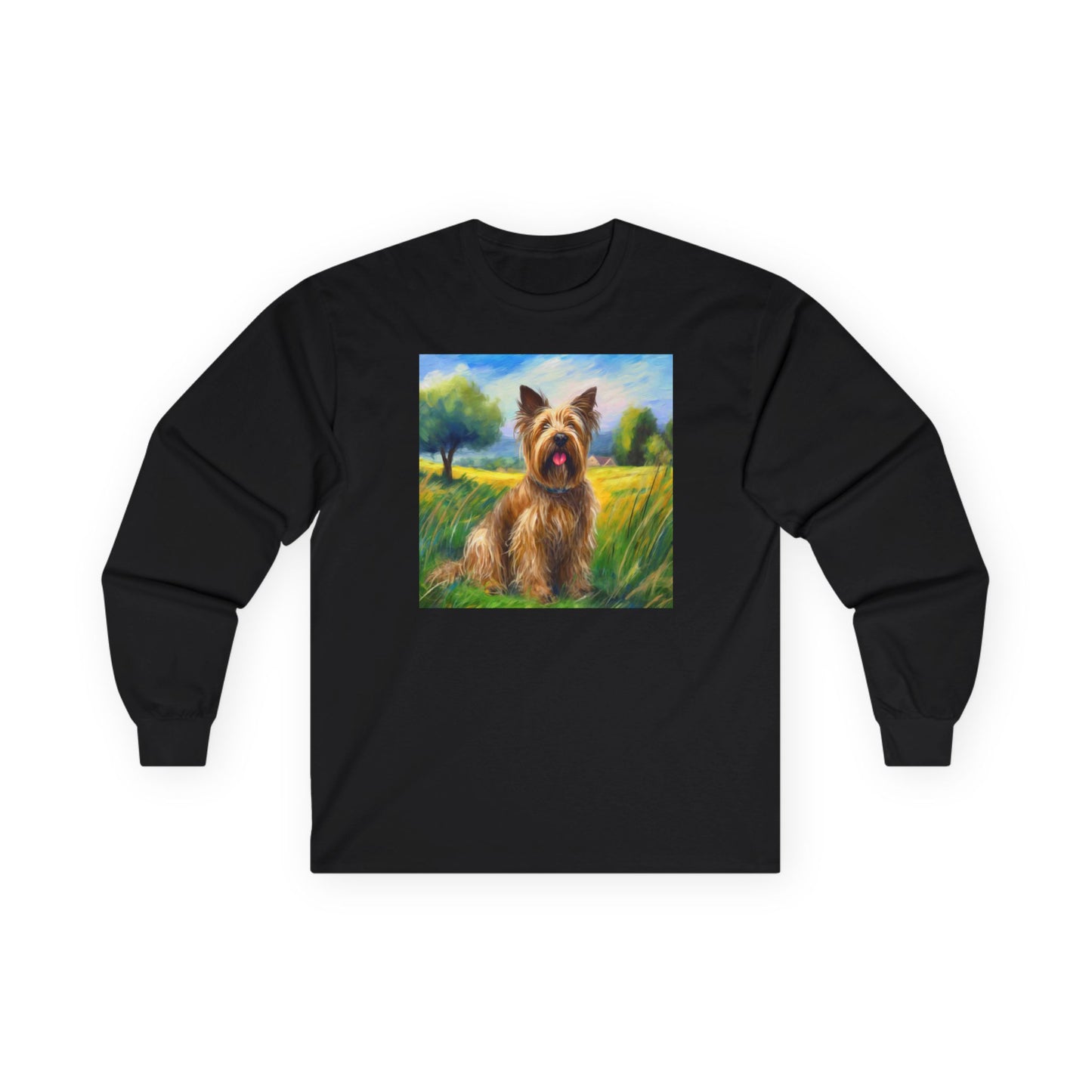 Briard in French Countryside Unisex Cotton Long Sleeve Tee