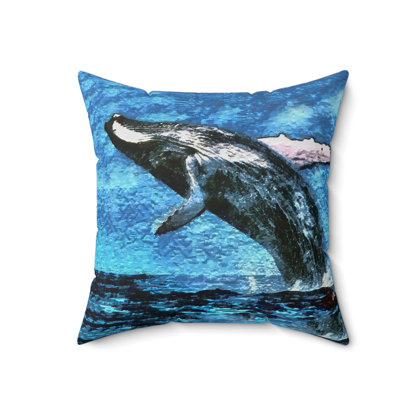 Humpback Whale Spun Polyester Throw Pillow