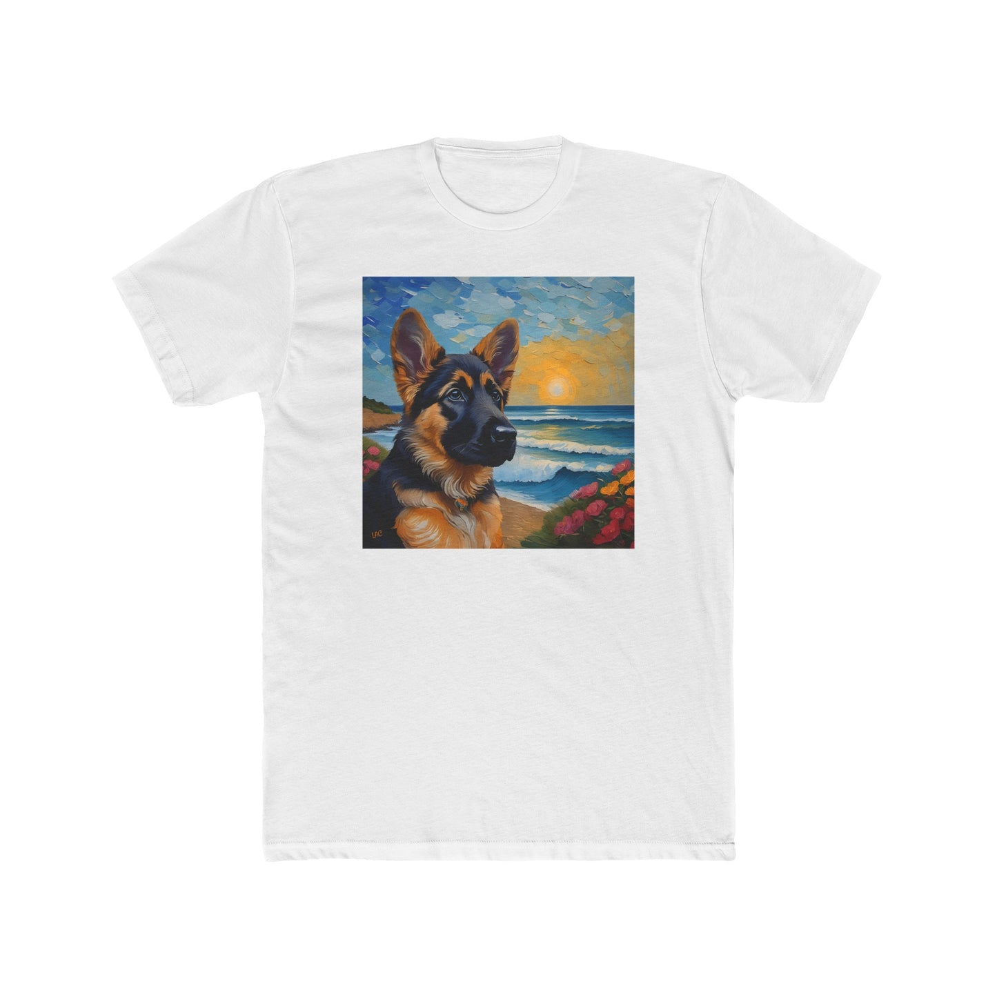 German Shepherd Puppy #2 - Men's Fitted Cotton Crew Tee