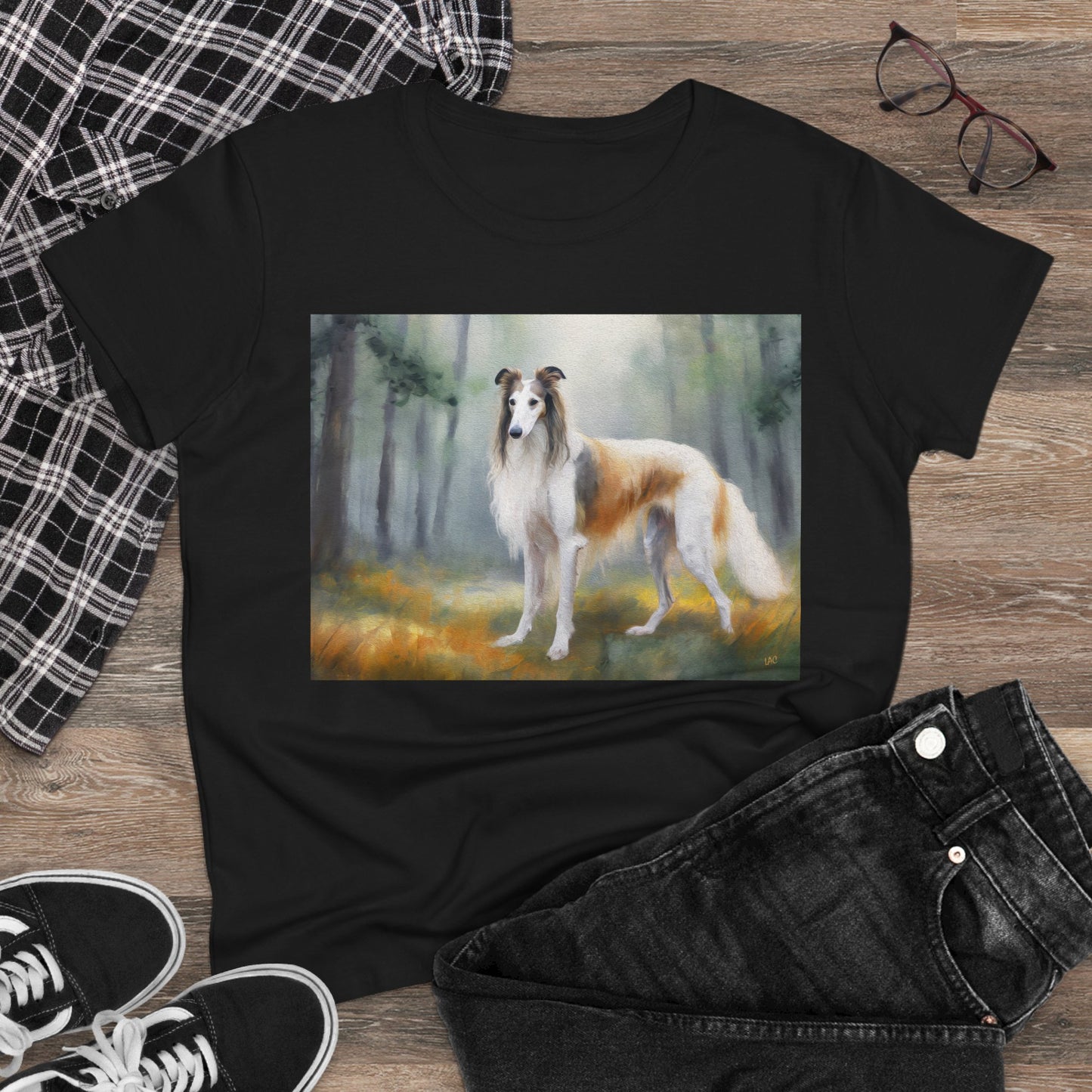 Borzoi 'Russian Wolfhound' Women's Midweight Cotton Tee