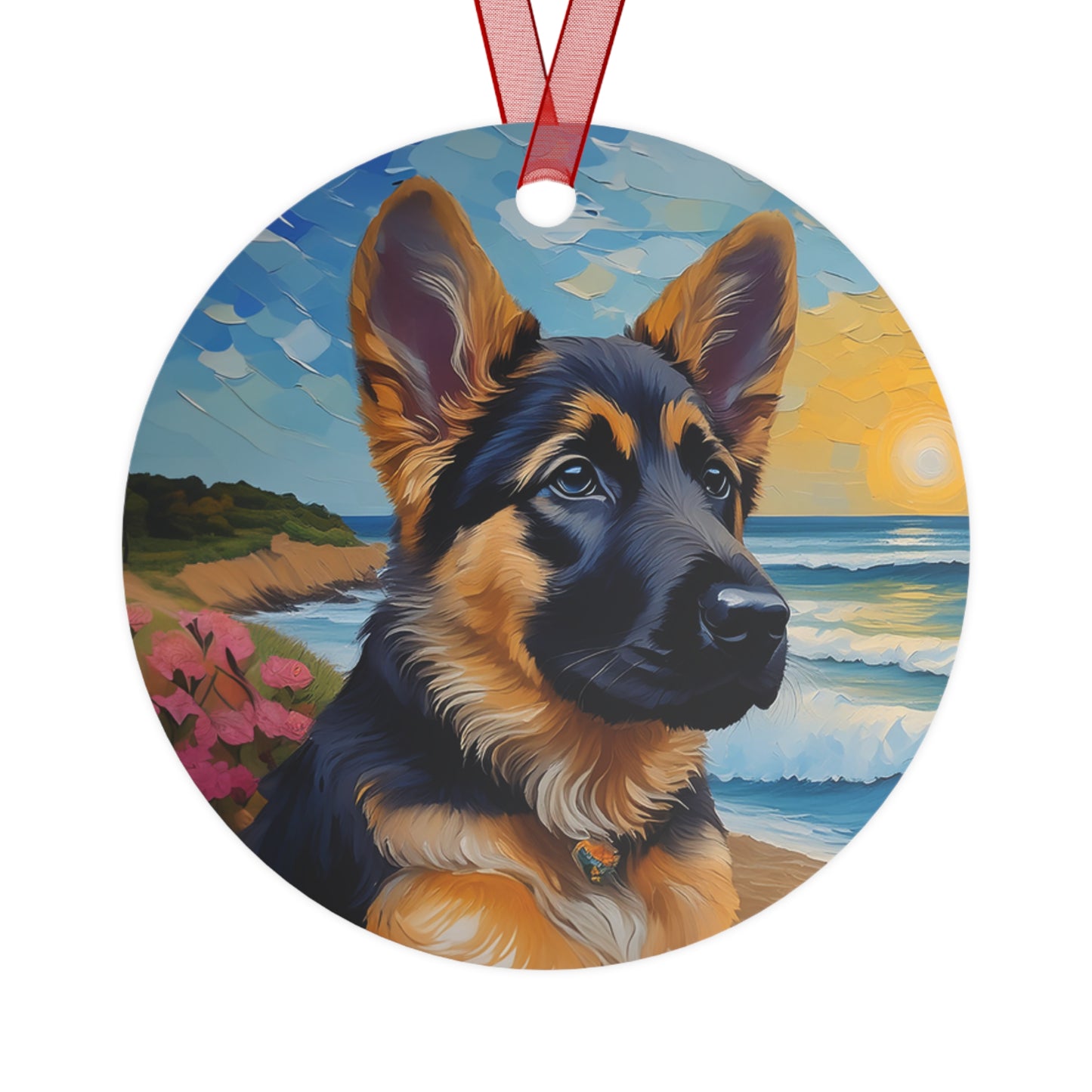 German Shepherd Puppy Metal Ornaments - Seasonal Joy