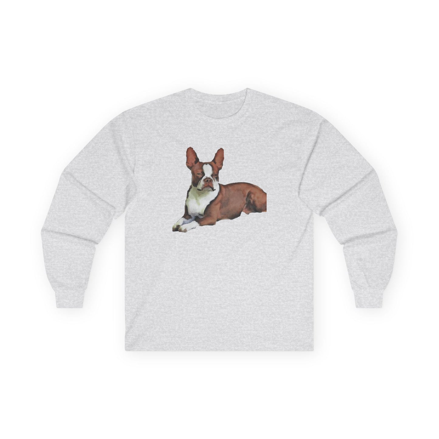 Boston Terrier - Brown & White Unisex Classic Cotton Long Sleeve Tee