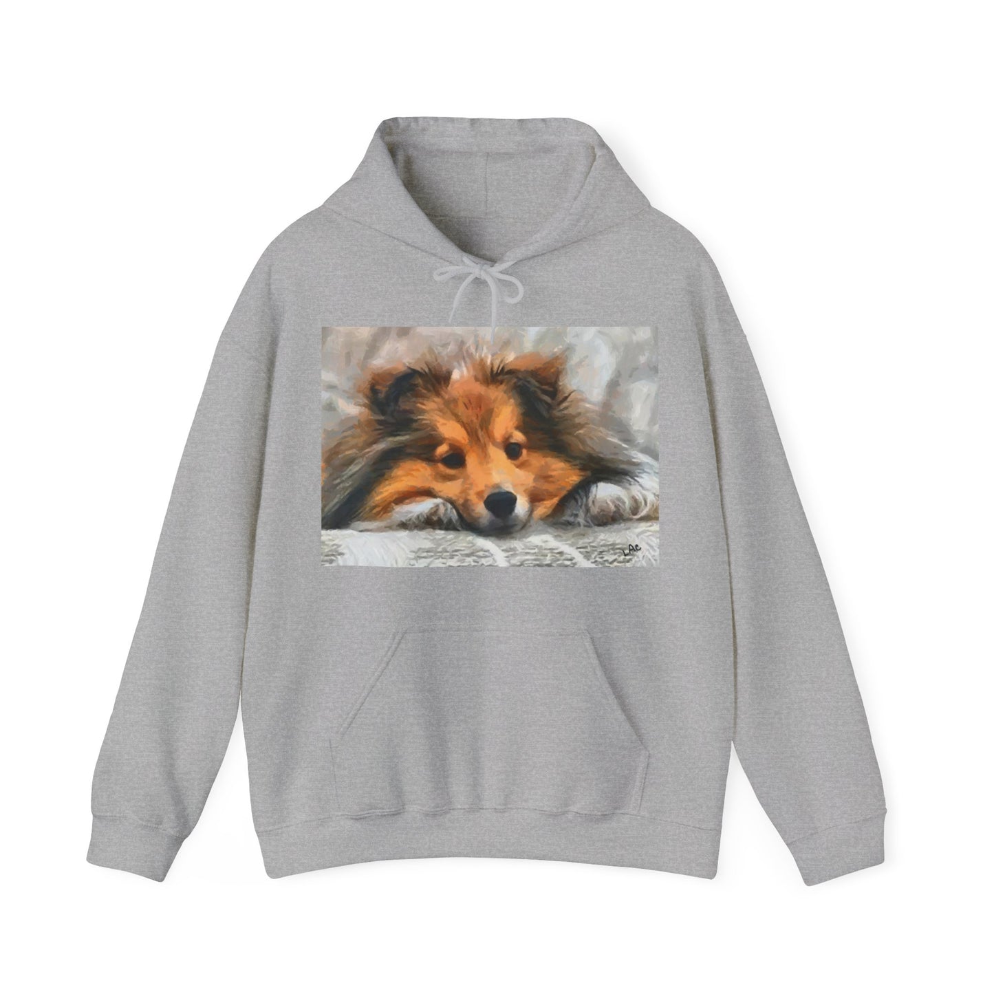 Shetland Sheepdog 'Sleepy Sheltie' Unisex 50/50 Hooded Sweatshirt