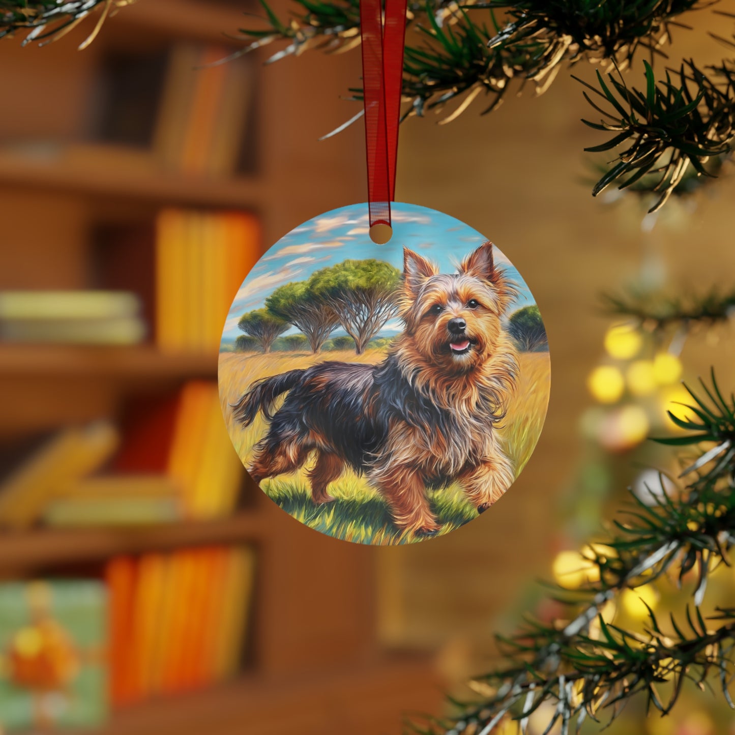Charming Australian Terrier Christmas Tree Metal Ornaments