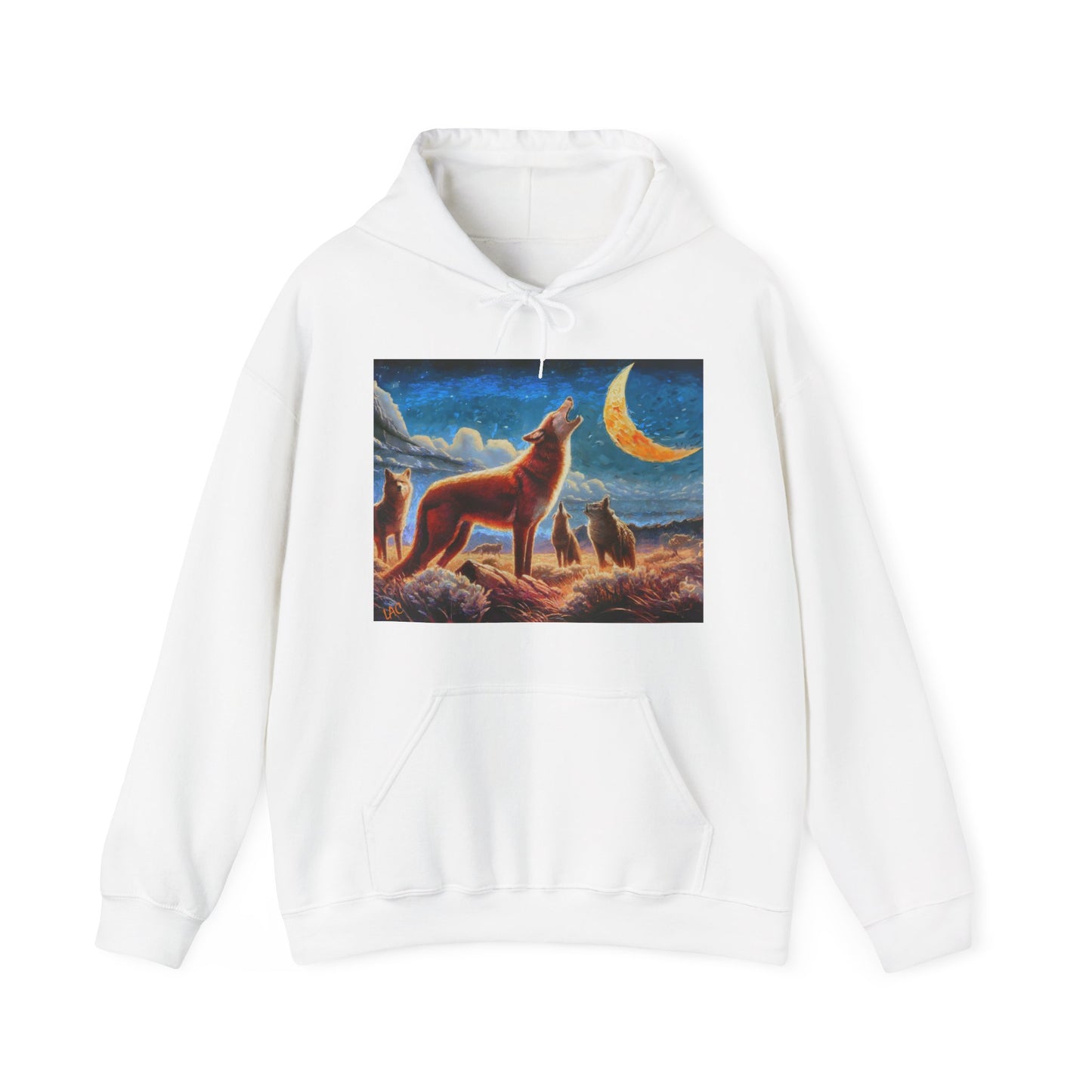 Coyotees in Moonlight Unisex 50/50 Hooded Sweatshirt
