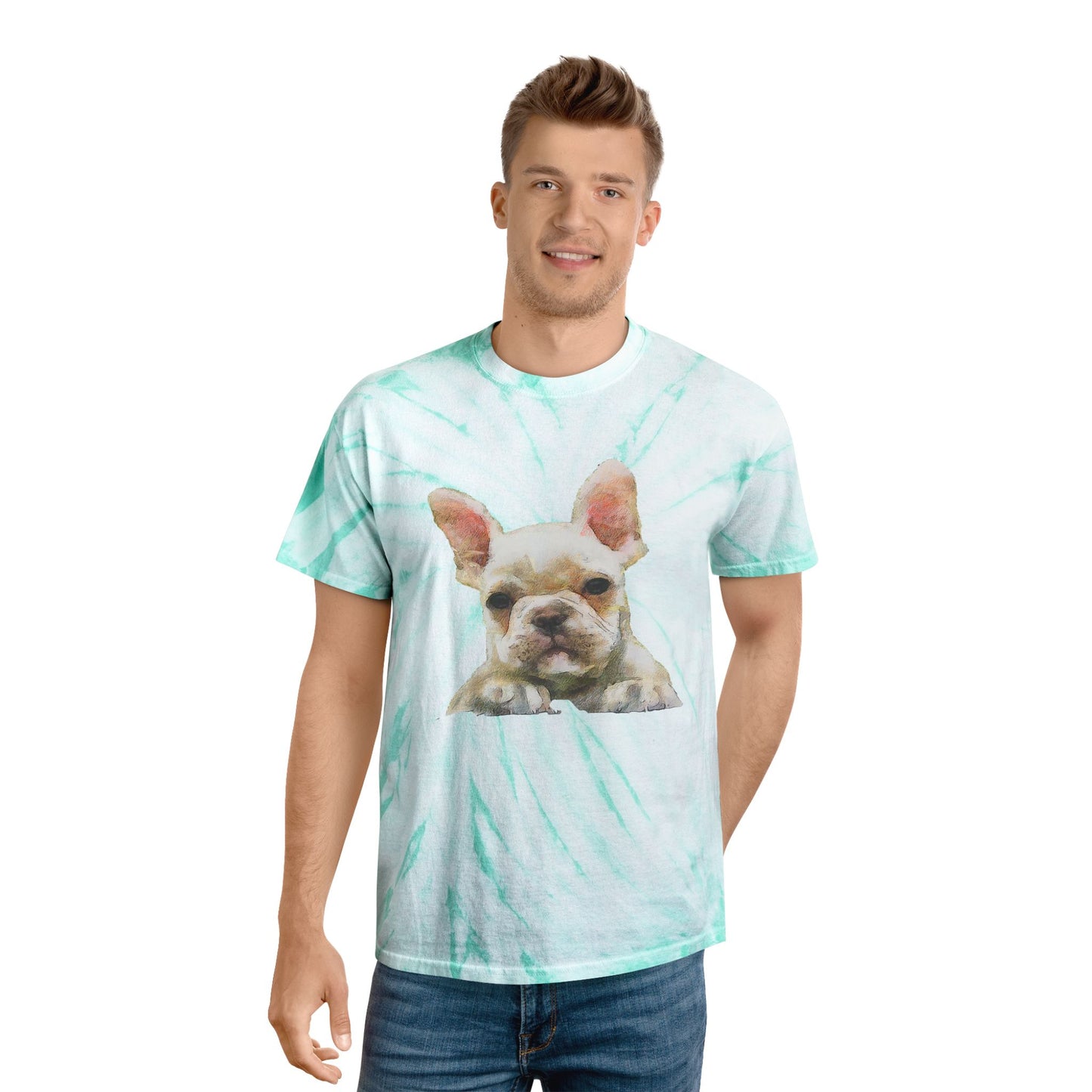 French Bulldog '2' Unisex Tie-Dye Tee, Cyclone