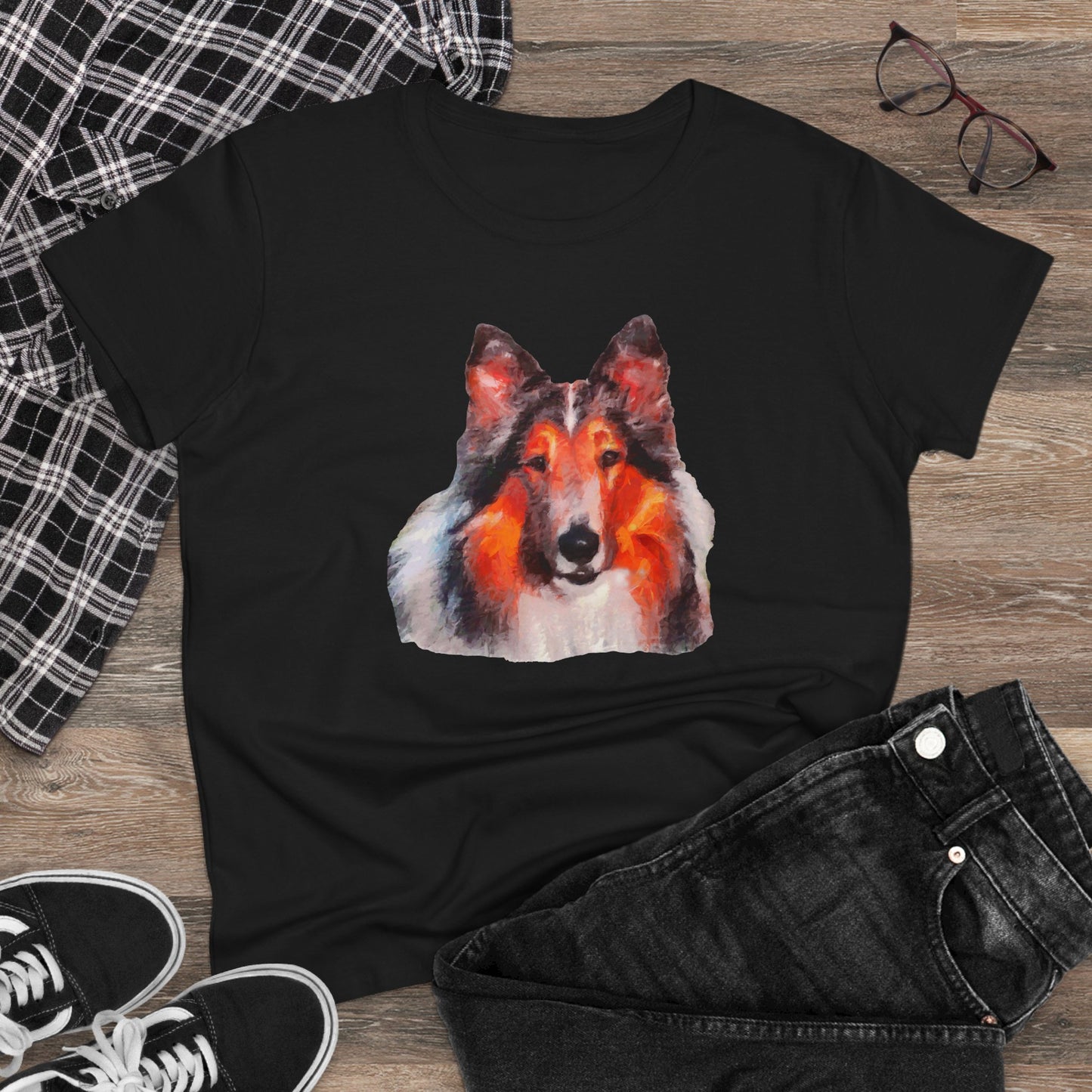 Collie - Rough Coated - Women's Midweight Cotton Tee
