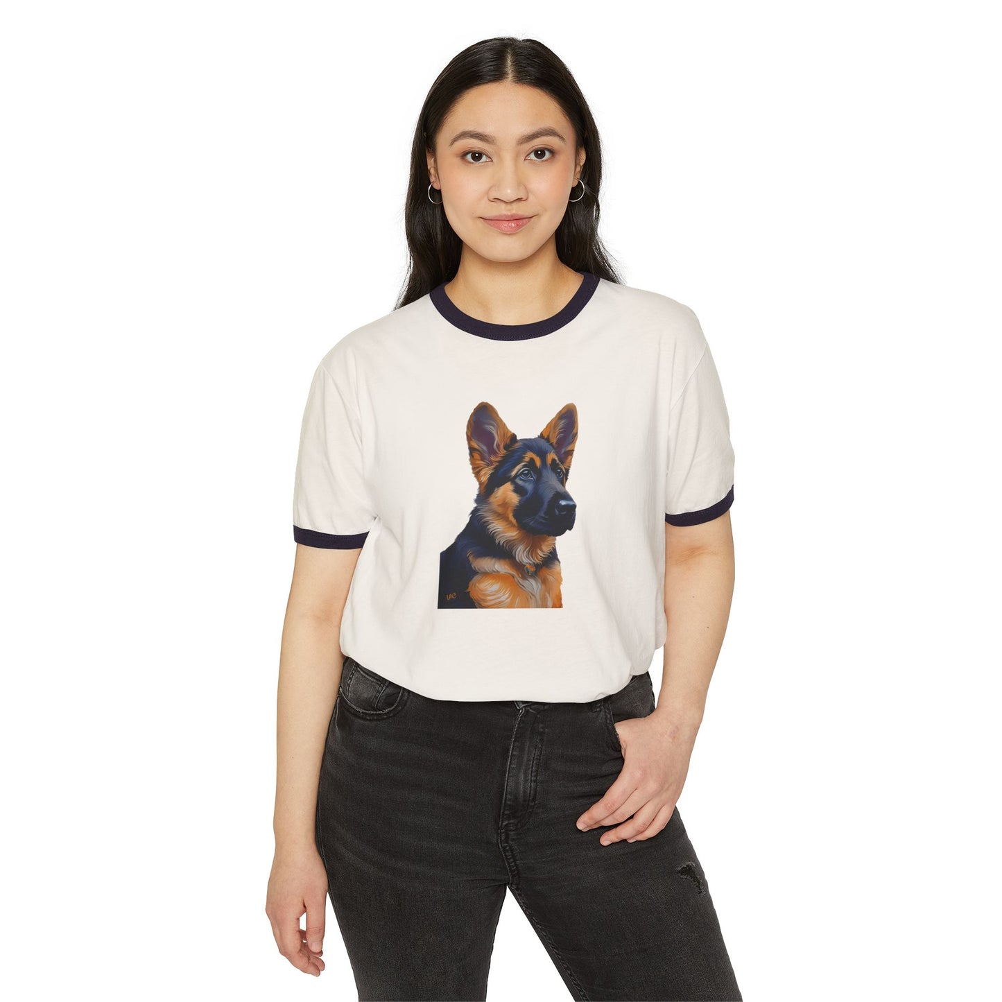 German Shepherd Puppy Classic Cotton Ringer T-Shirt