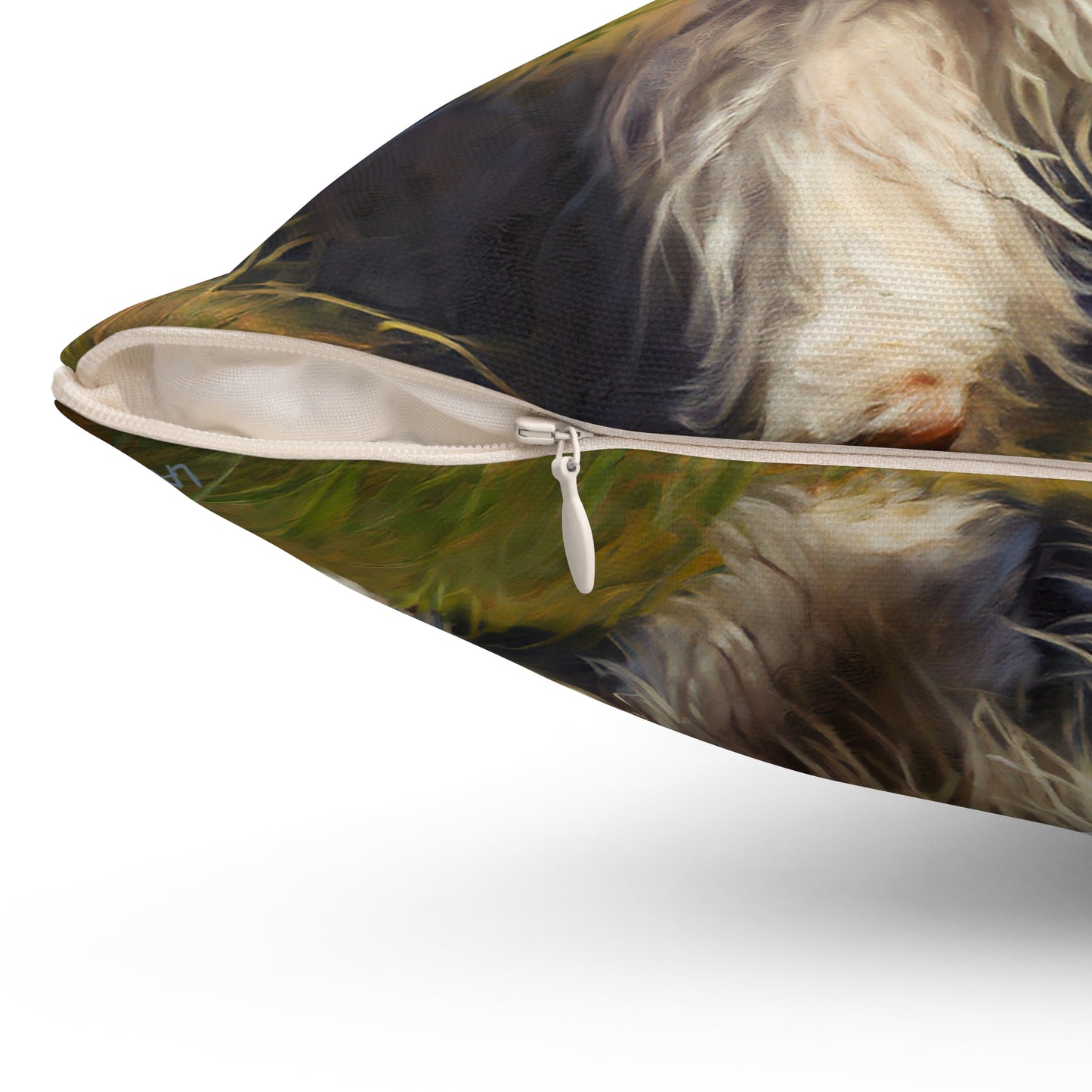 Bearded Collie Spun Polyester Square Pillow