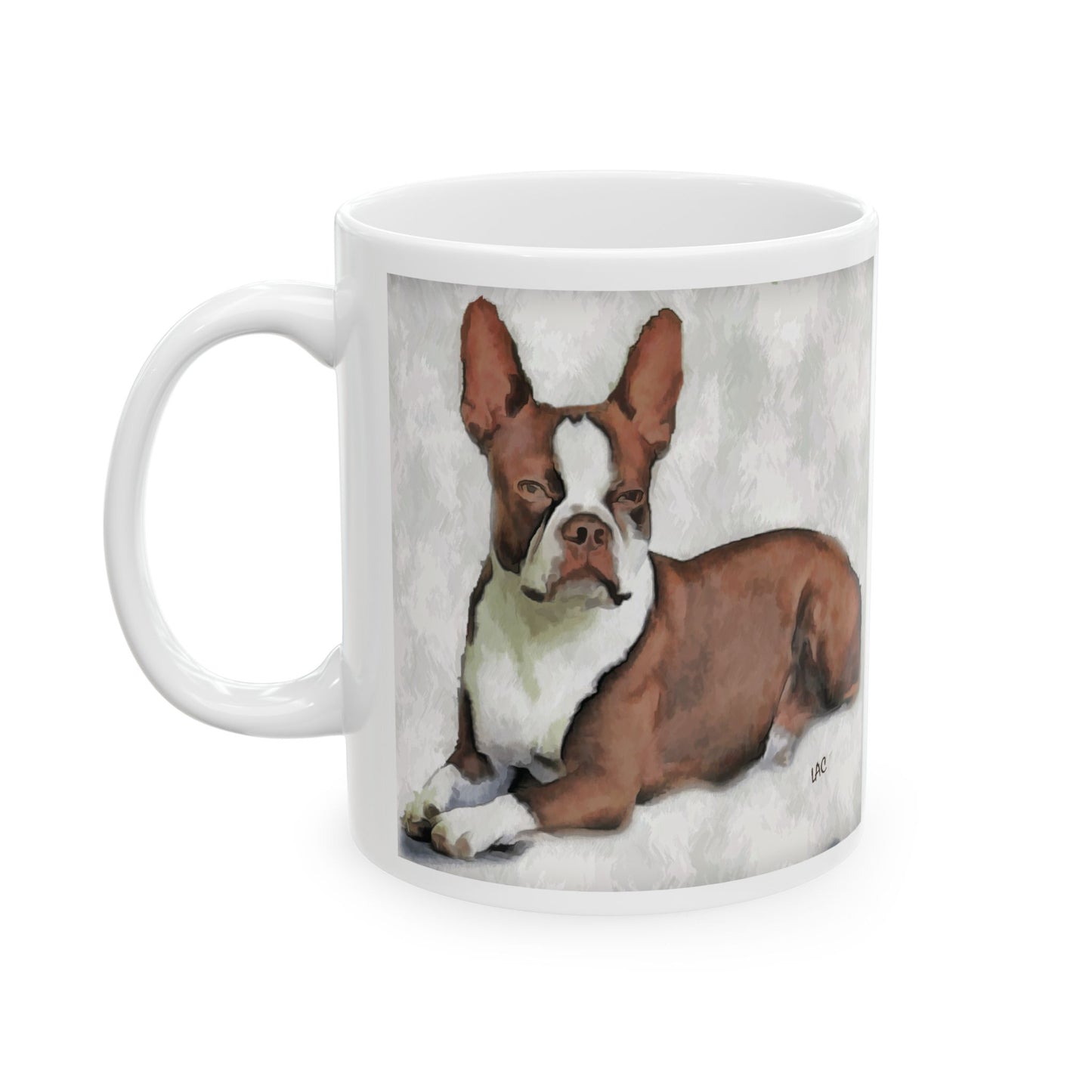 Boston Terrier Comical Ceramic Mug - Brown & White