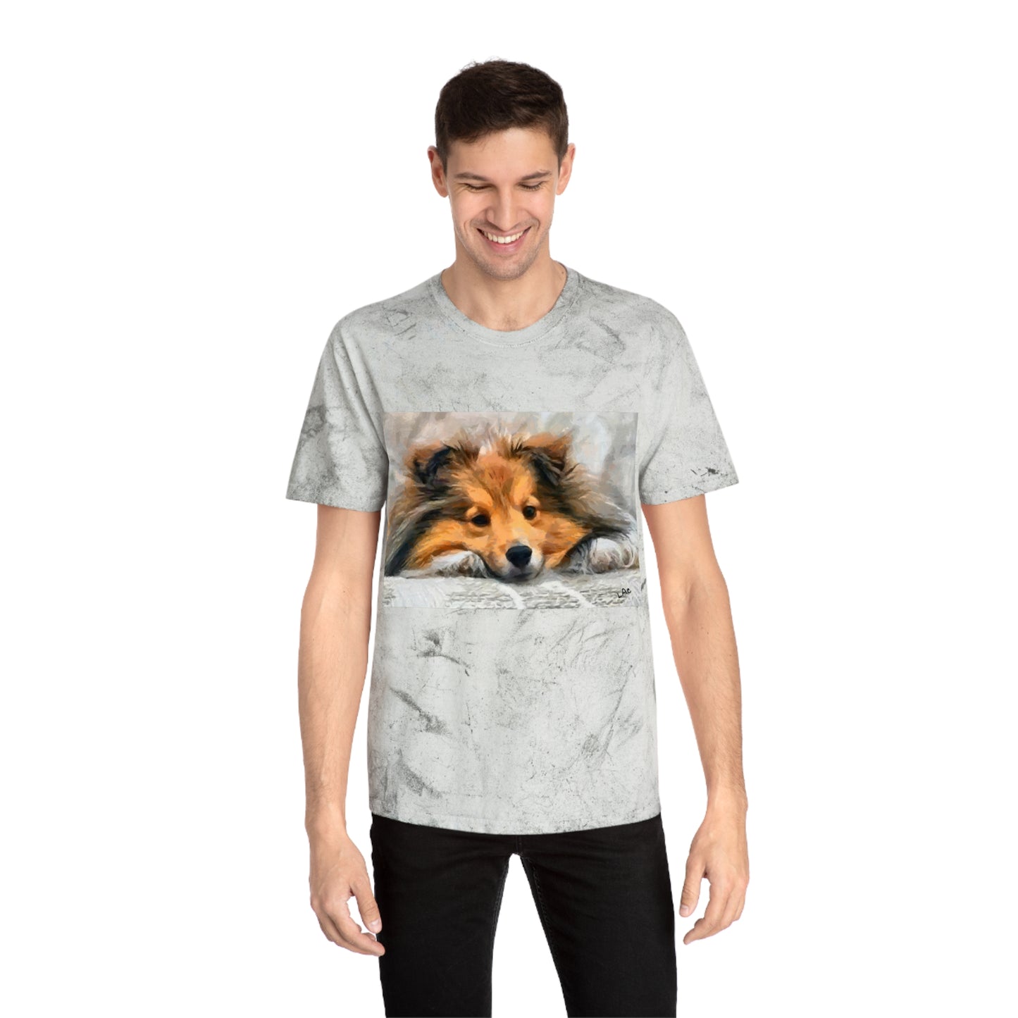 Shetland Sheepdog 'Sleepy Sheltie' Unisex Cotton Color Blast T-Shirt