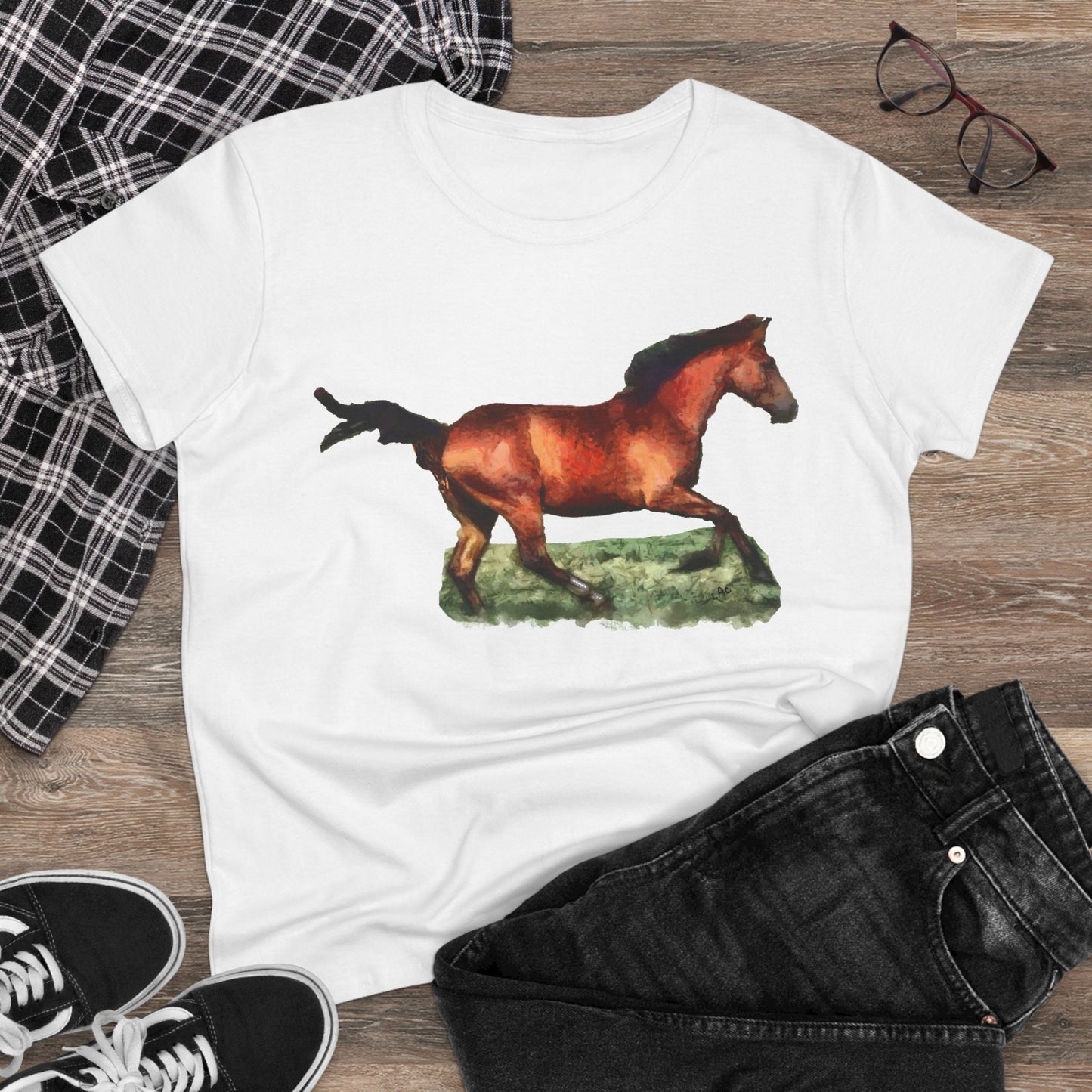 Horse 'Sam' Women's Midweight Cotton Tee