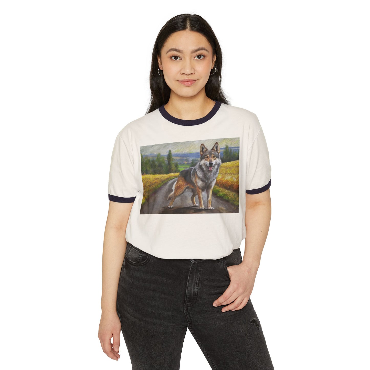 Czechoslovakian Vlciak Wolfdog Classic Cotton Ringer T-Shirt